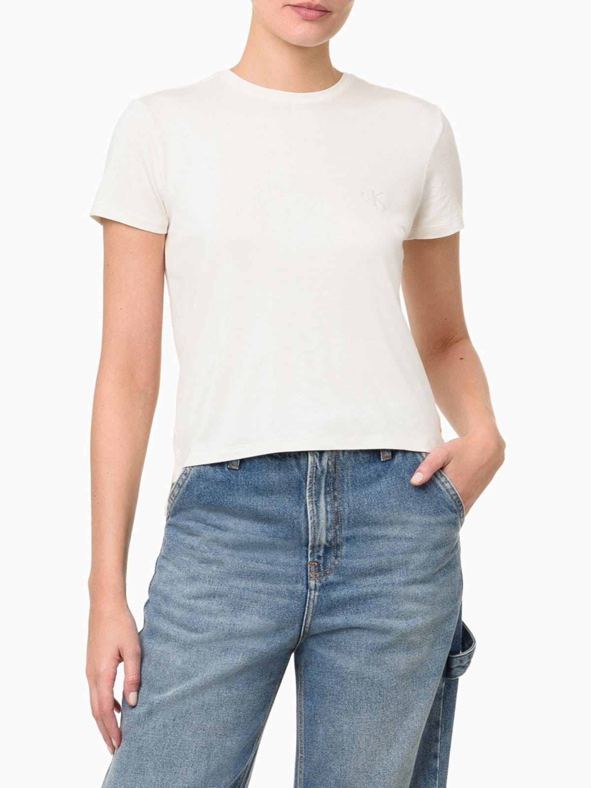 Camiseta Feminina Viscolycra Calvin Klein Jeans - Off White
