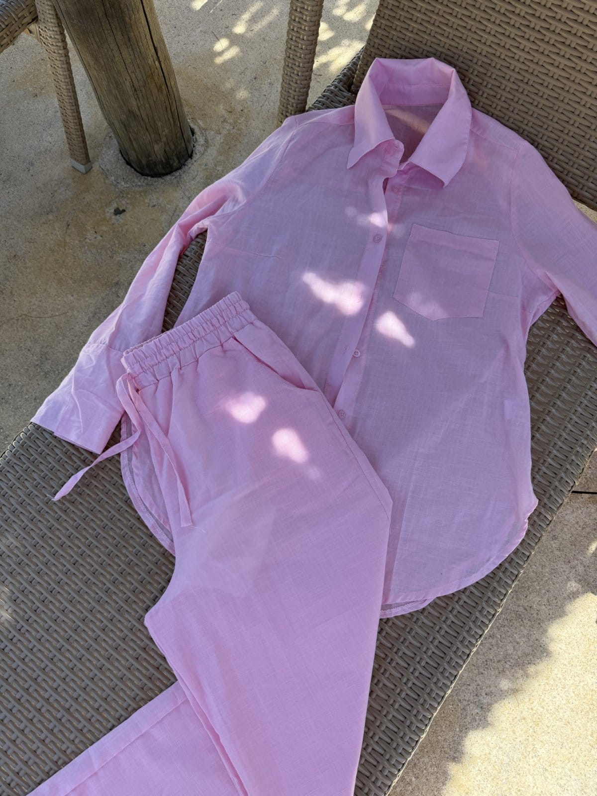 Vista principal Calça Wide Forrada Cós Elástico Pitaia Beachwear Pitaia Beachwear rosa