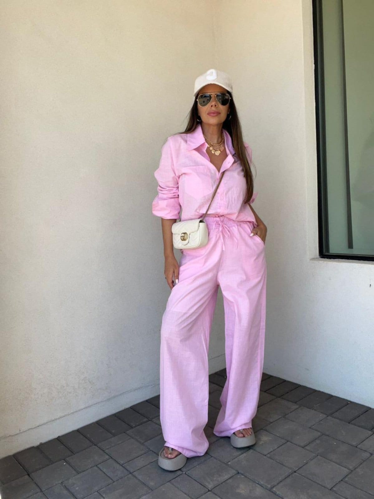 Vista 2 Calça Wide Forrada Cós Elástico Pitaia Beachwear Pitaia Beachwear rosa