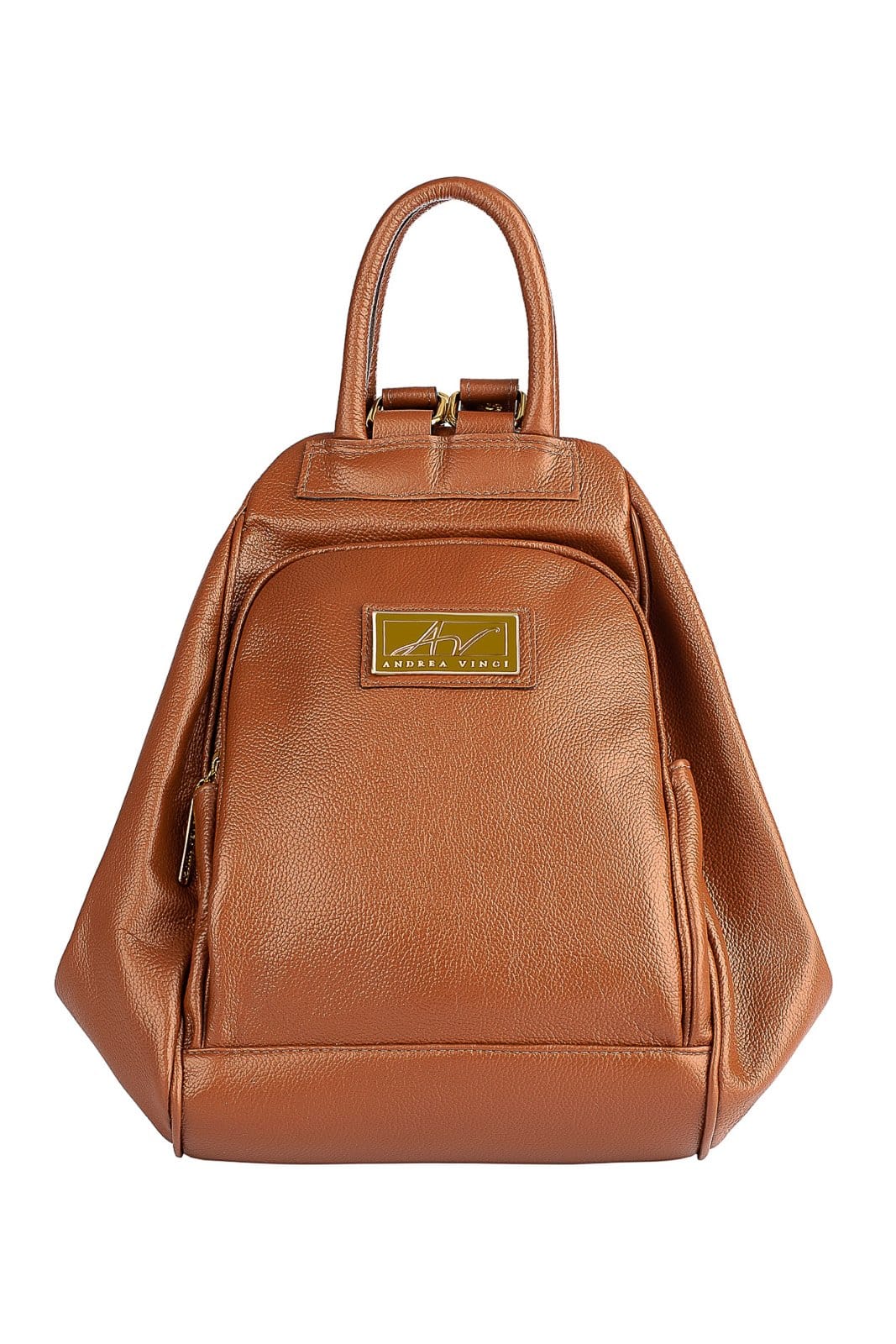 Mochila 3 em 1 de couro liso Sabrina - Whisky