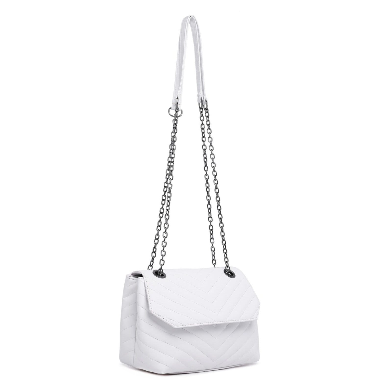 Vista 2 Bolsa Transversal Feminina Branca Festa Alça De Corrente CARMELO SHOES branco