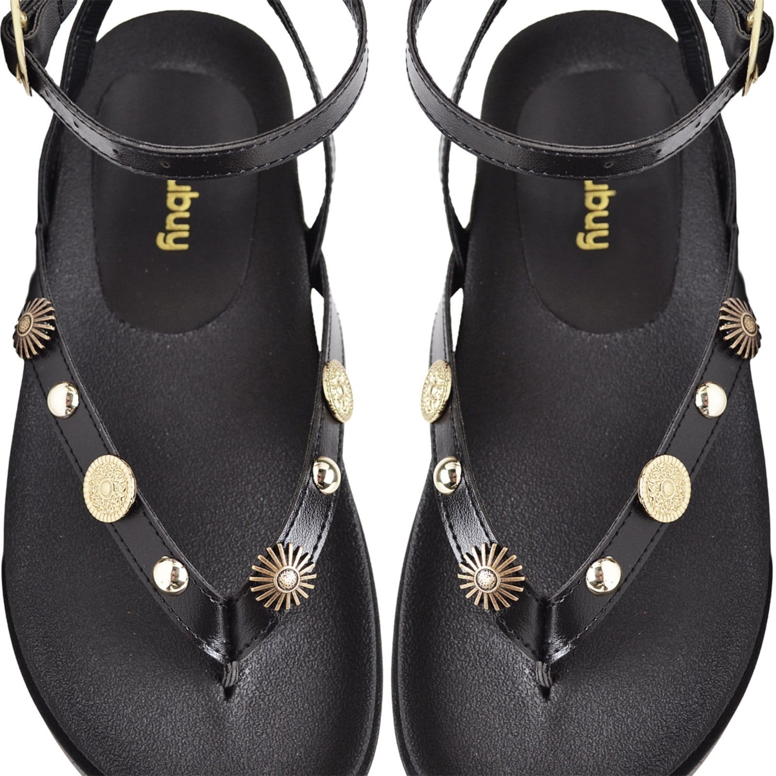 Vista 2 Sandália Feminina Flat Detalhes Em Metal DUBUY 2094FG DUBUY preto