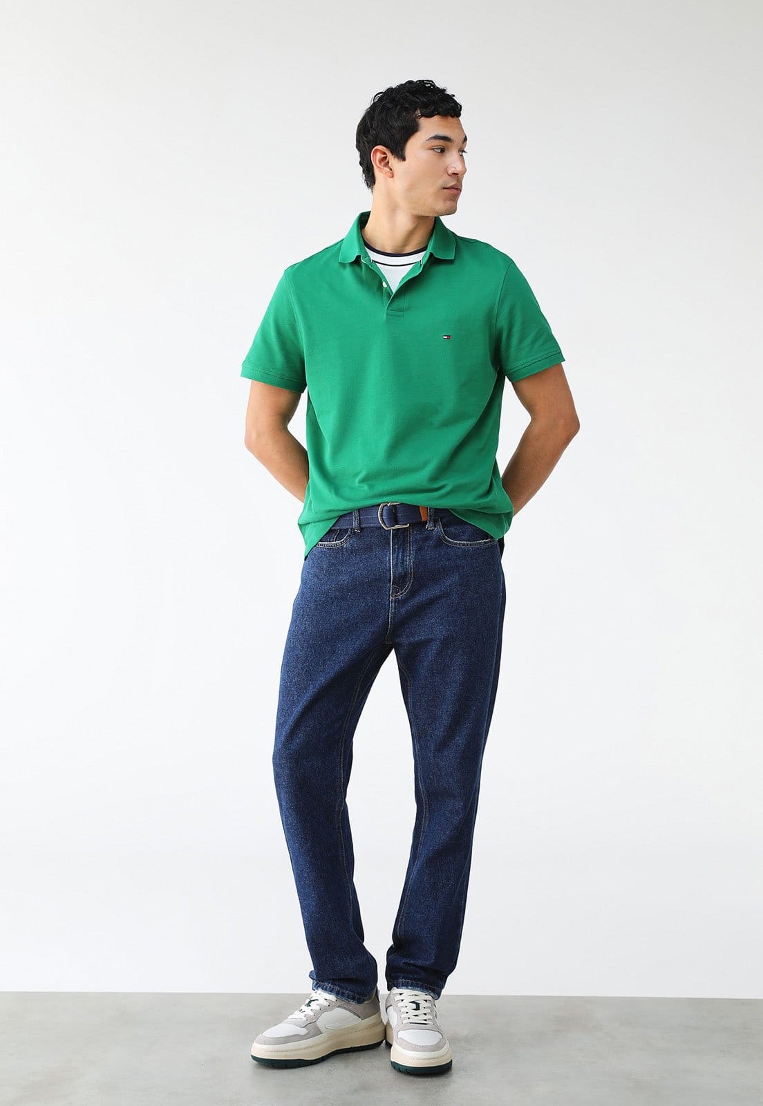 Vista 2 Camisa Polo Tommy Hilfiger Reta Tommy Hilfiger verde