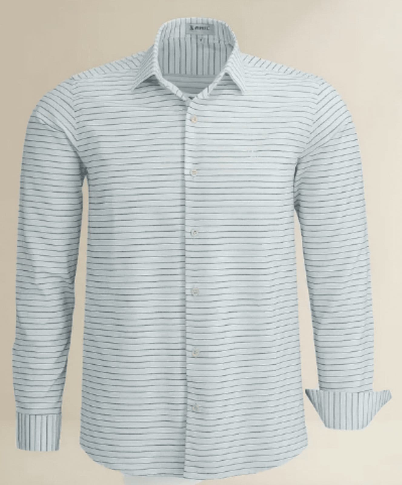 Camisa Social Amil Listrada Andor Algodão Fácil de Passar Macia M/Longa Luxo Branca