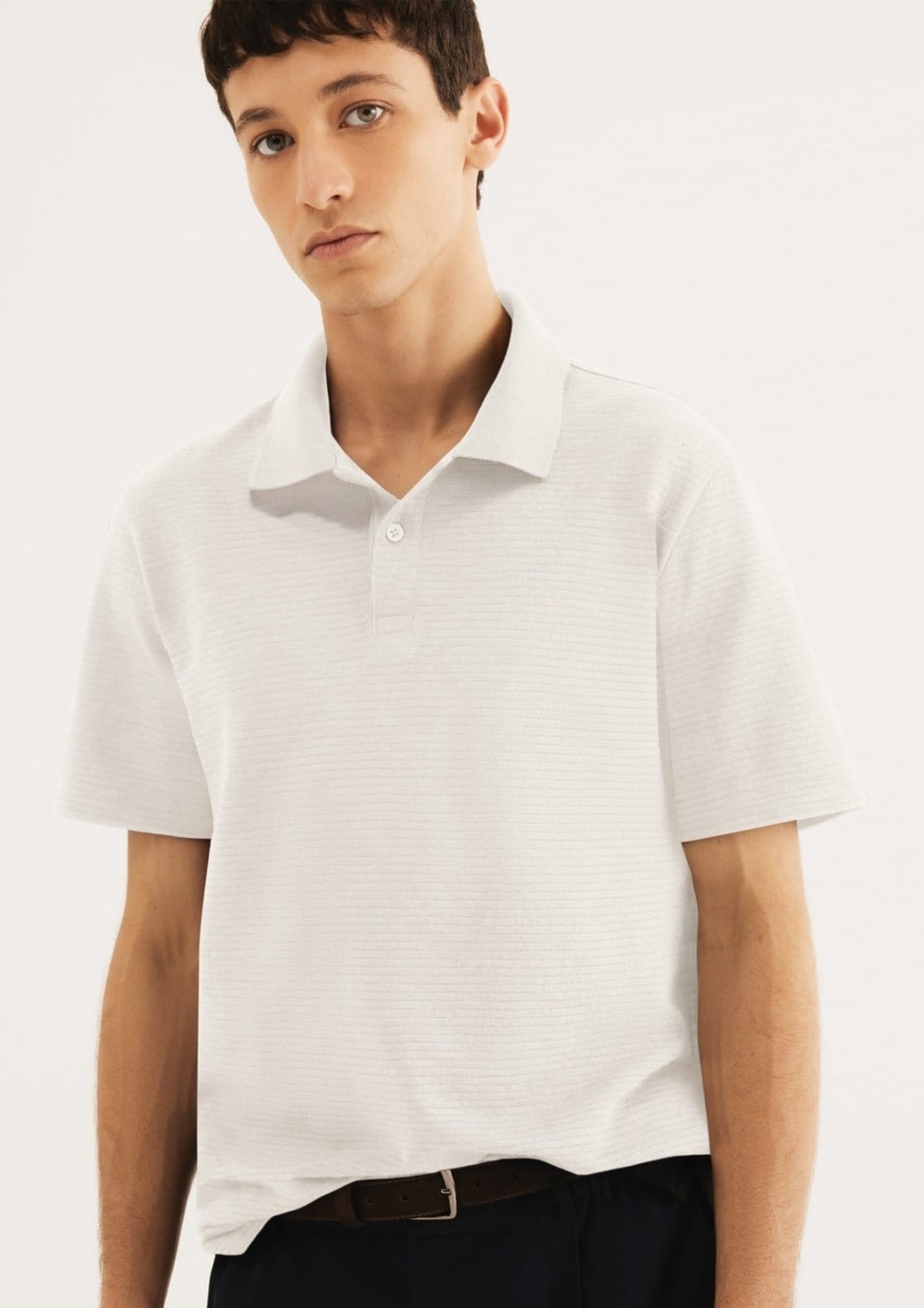 Polo Masculina Regular Texturizada