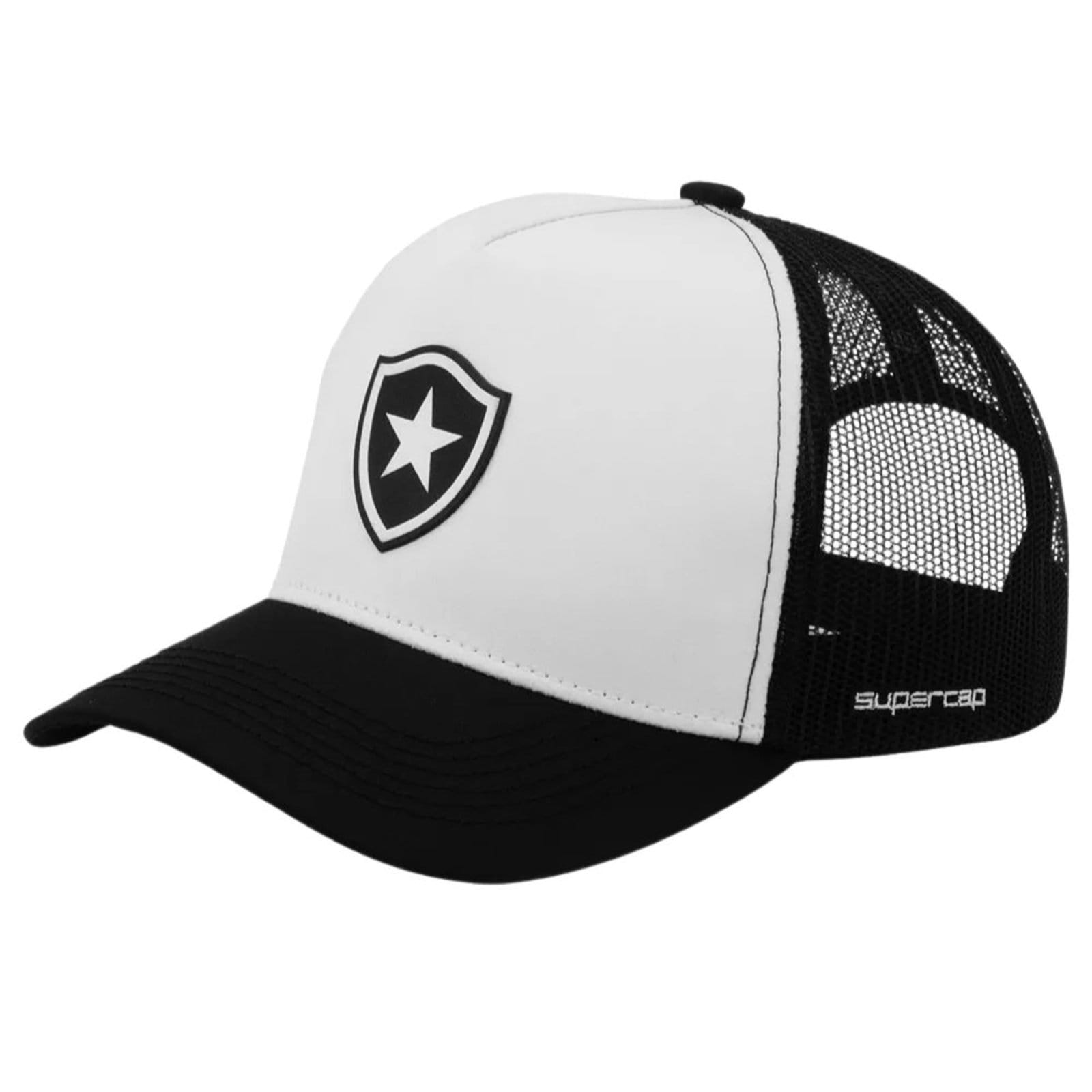 Vista principal SuperCap Boné Oficial Do Botafogo Modelo Trucker Com Silk 3d Frontal Supercap preto