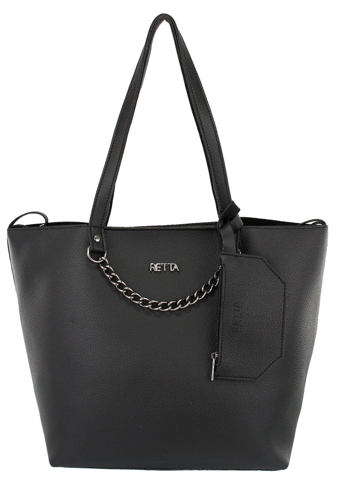 Vista 2 Kit Bolsa Feminina Saco e Transversal Kiara Retta Shoes preto