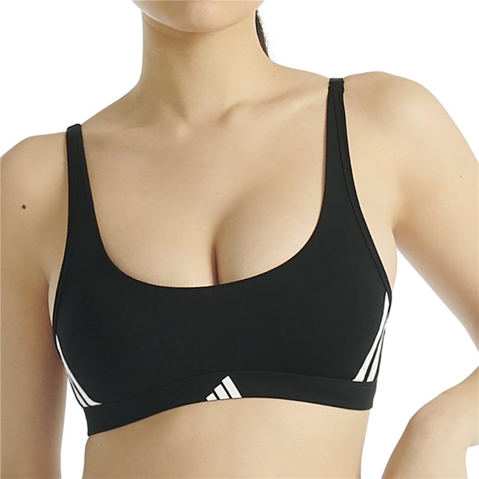 Vista 2 Top Decote com Bojo Removível Decote Redondo Adidas Underwear preto