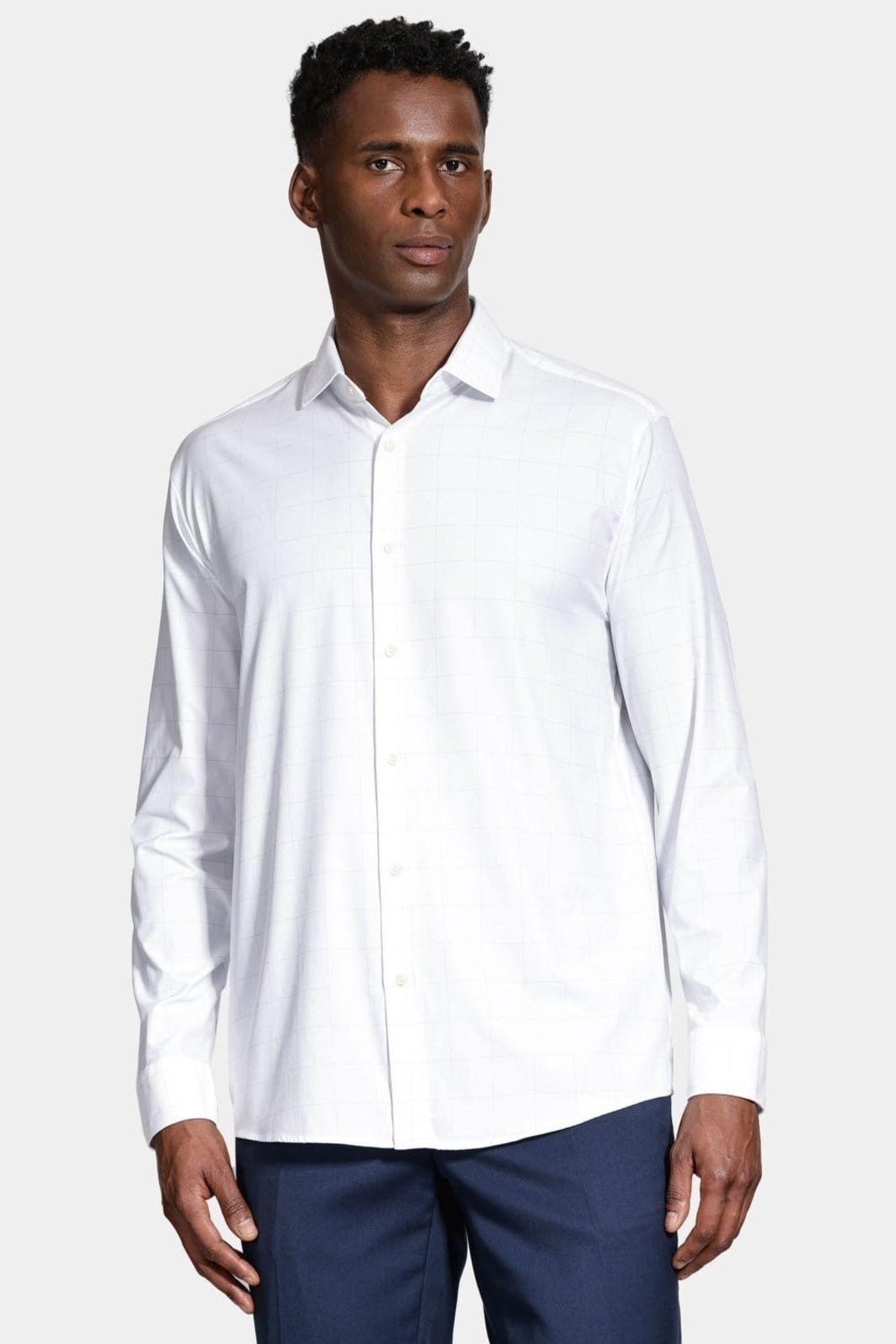 Camisa Aramis Manga Longa Tech Flex Xadrez Branca