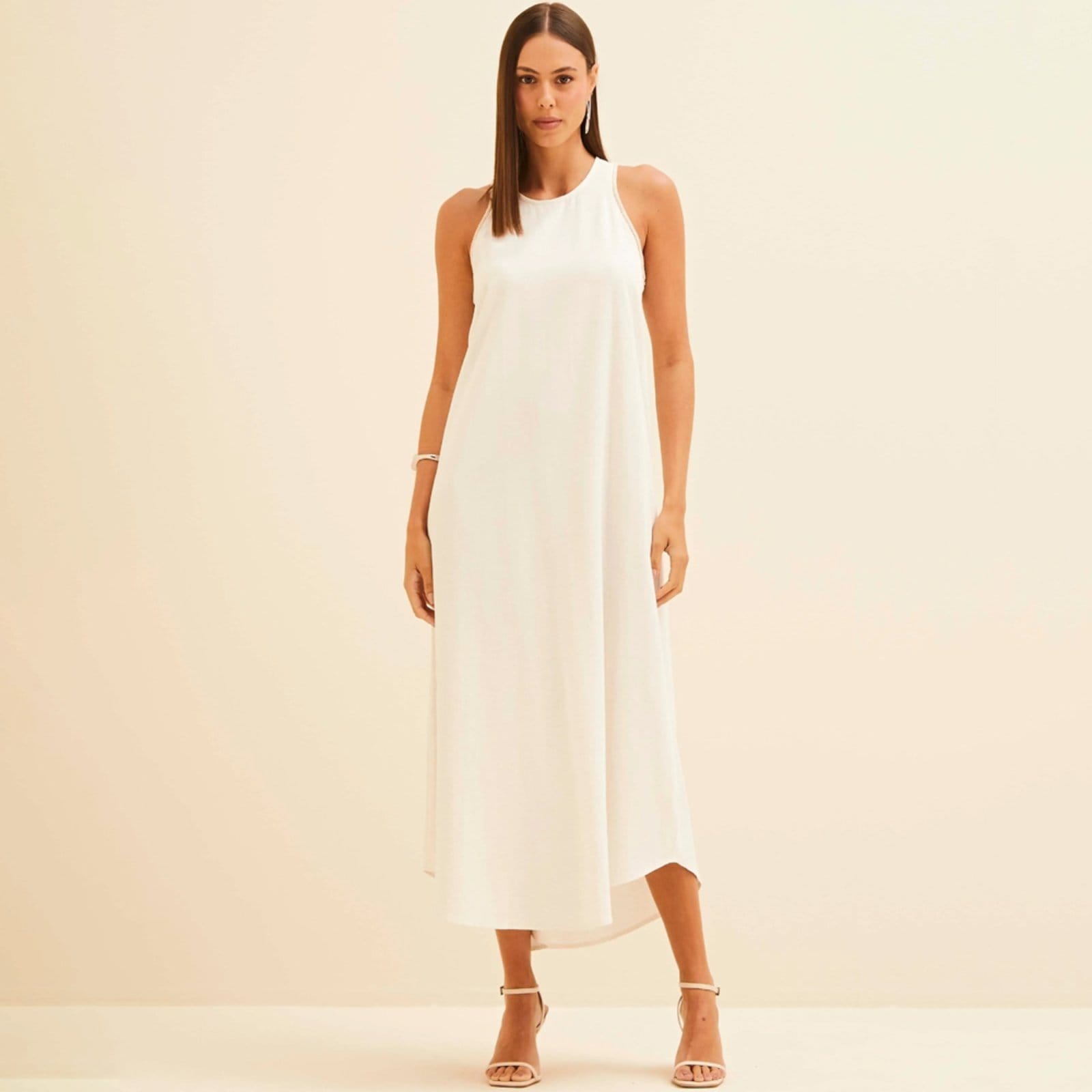 Vestido Mid Forum Confort Ve26 Off White Feminino