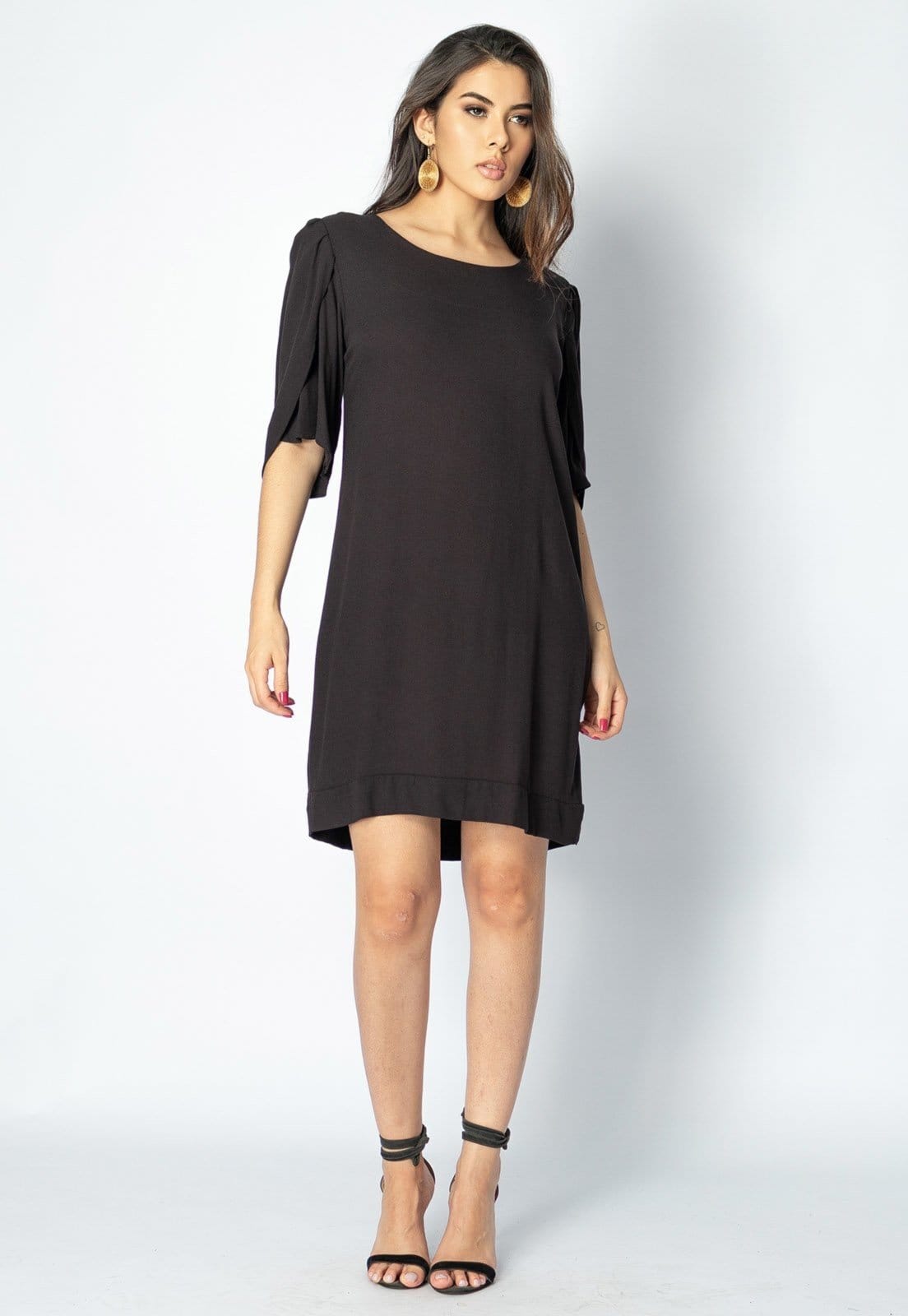 Vista 2 Vestido Curto Viscose Amazonia Vital Balli Manga Curta Amazonia Vital preto