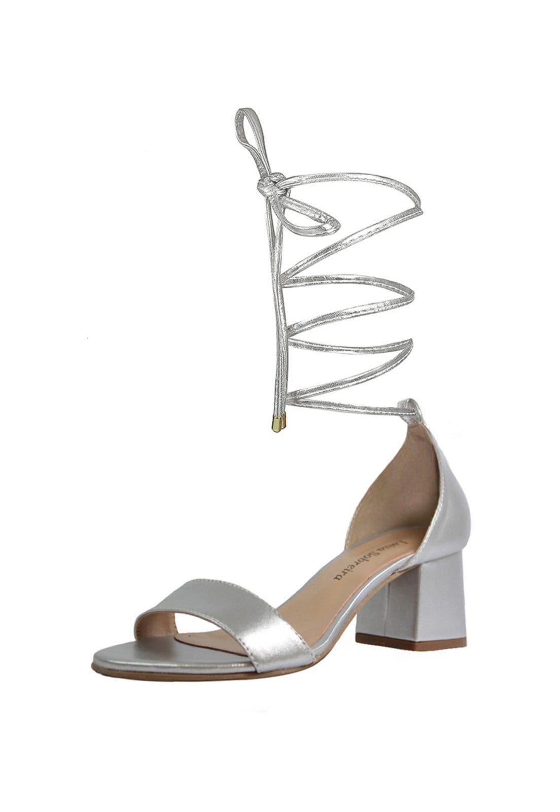 Vista 2 Sandália Troca Tira Salto Baixo Grosso Luiza Sobreira Prata Mod. 4074-2 Luiza Sobreira cinza