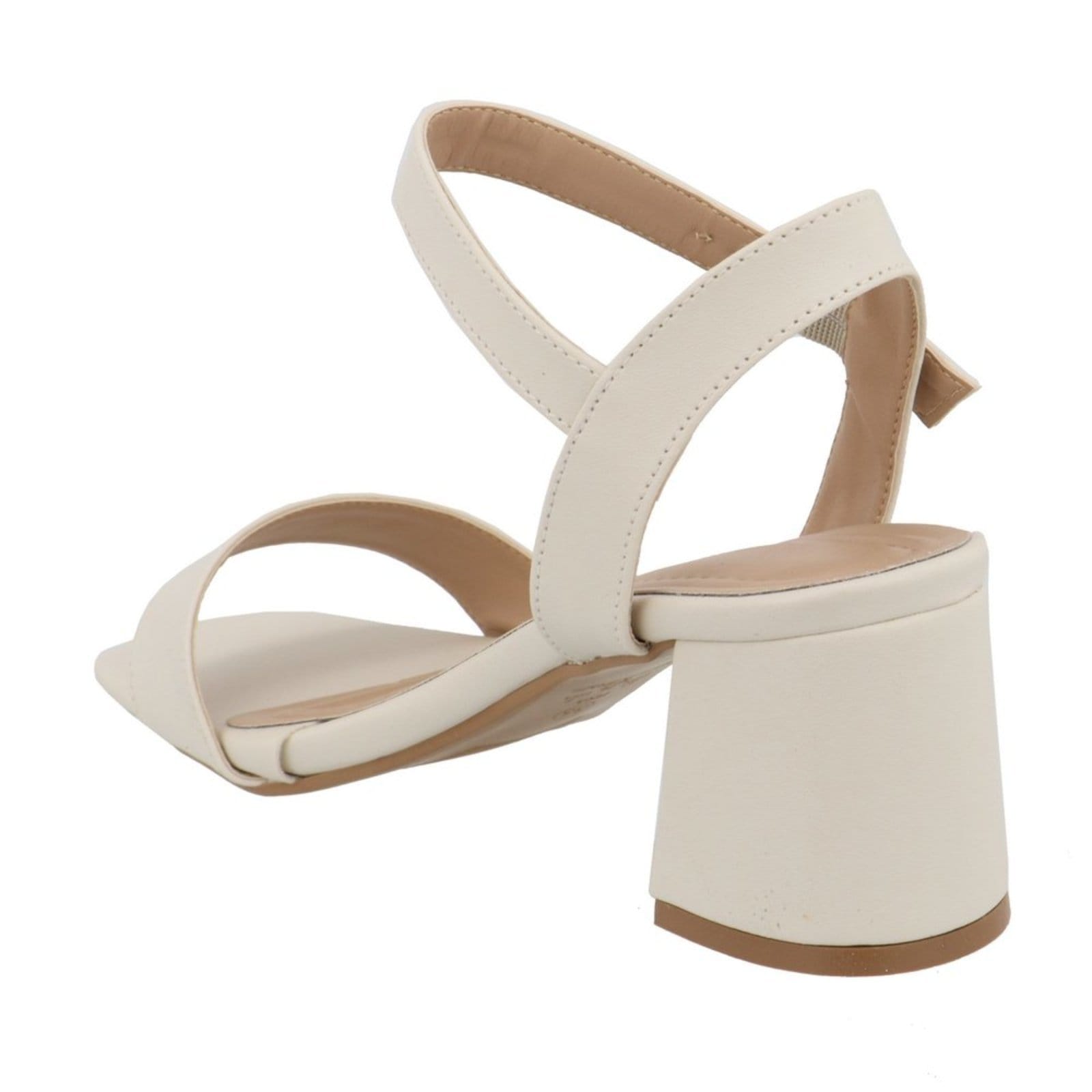 Vista 2 Sandalia Social Feminina Tira Salto Bloco 80020 Off White Flor da Pele off-white white