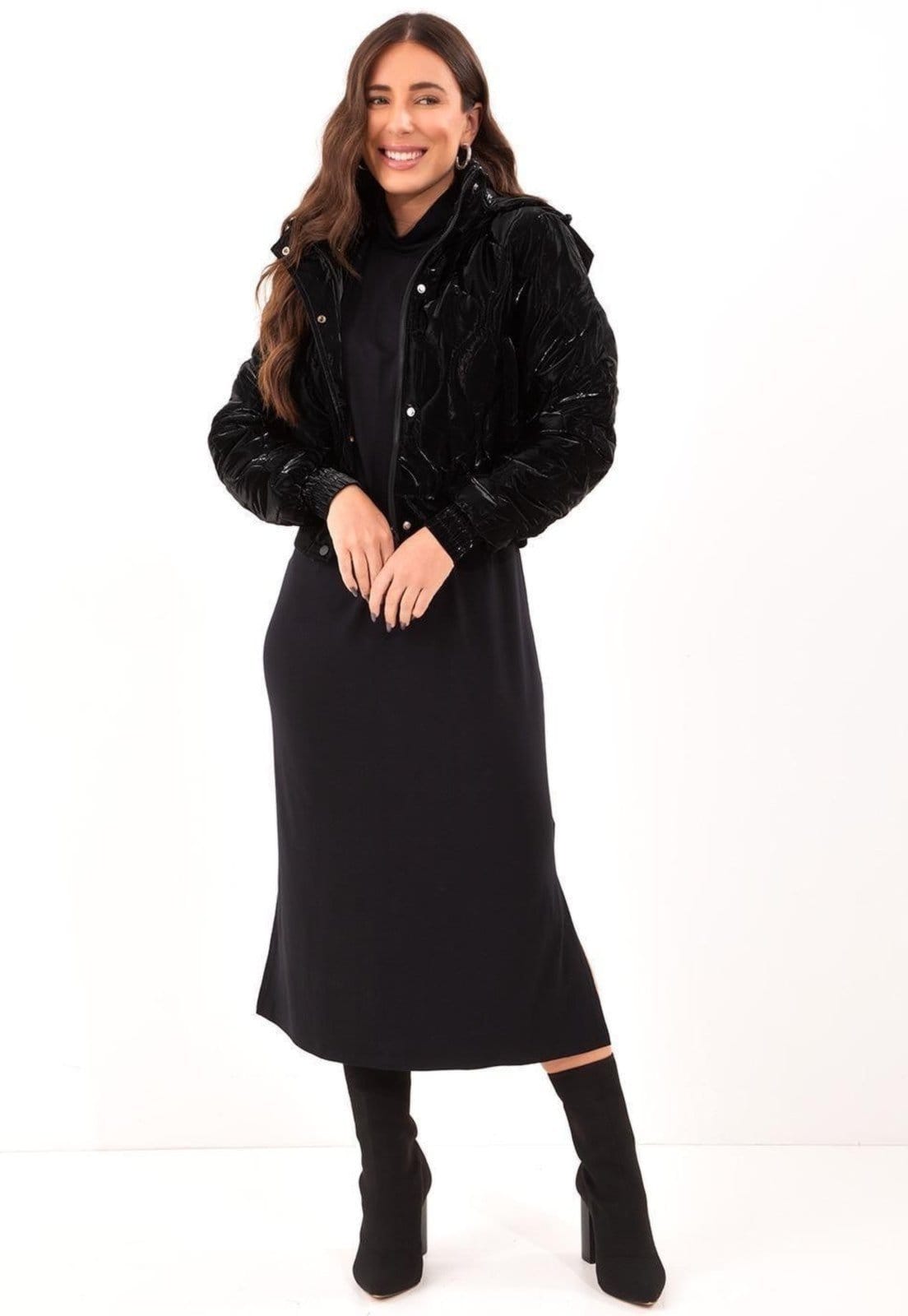 Vista 2 Jaqueta Puffer Em Matelassê Quintess preto