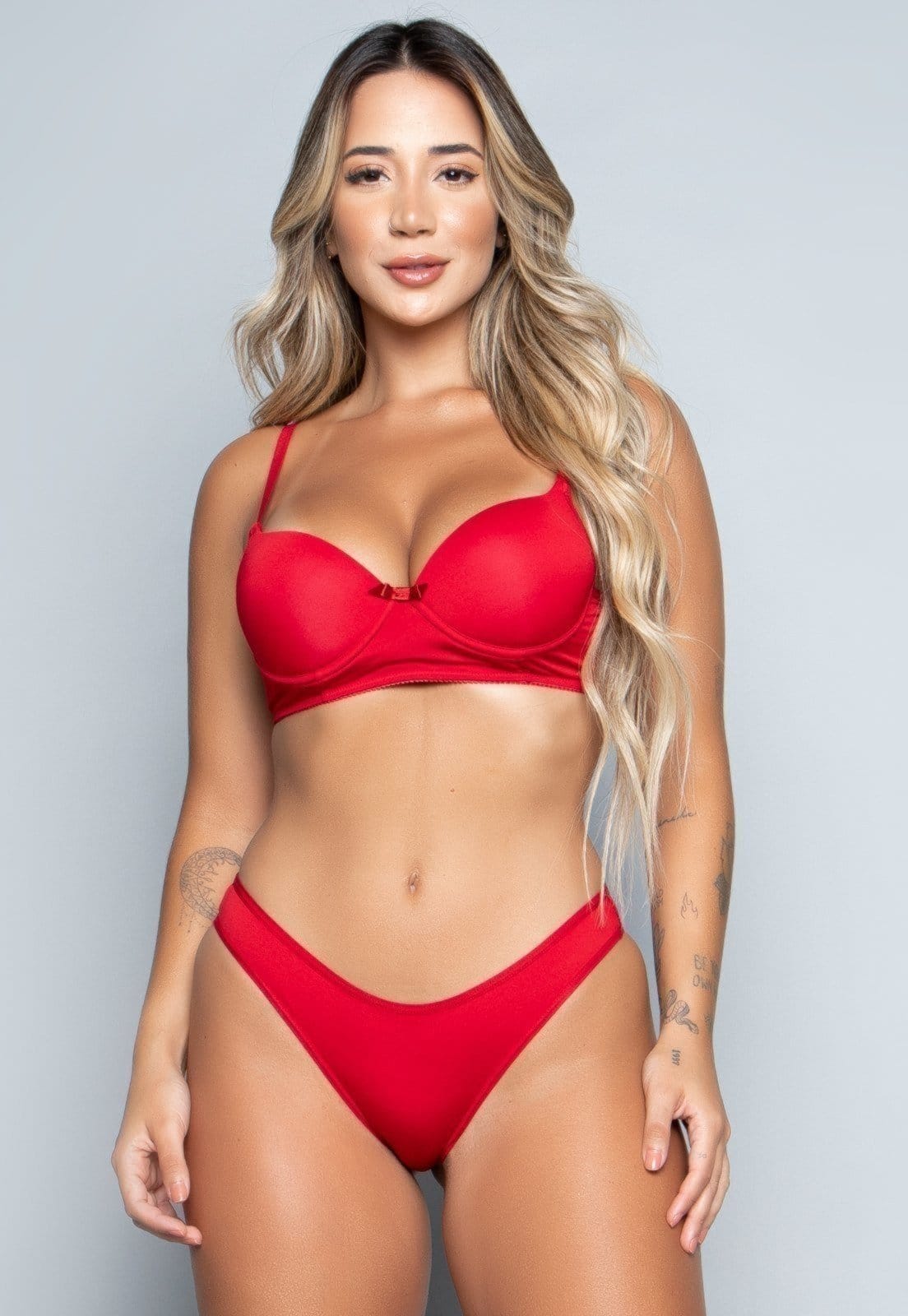 Conjunto Lingerie Básico Vekyo Calcinha e Sutiã Com Bojo