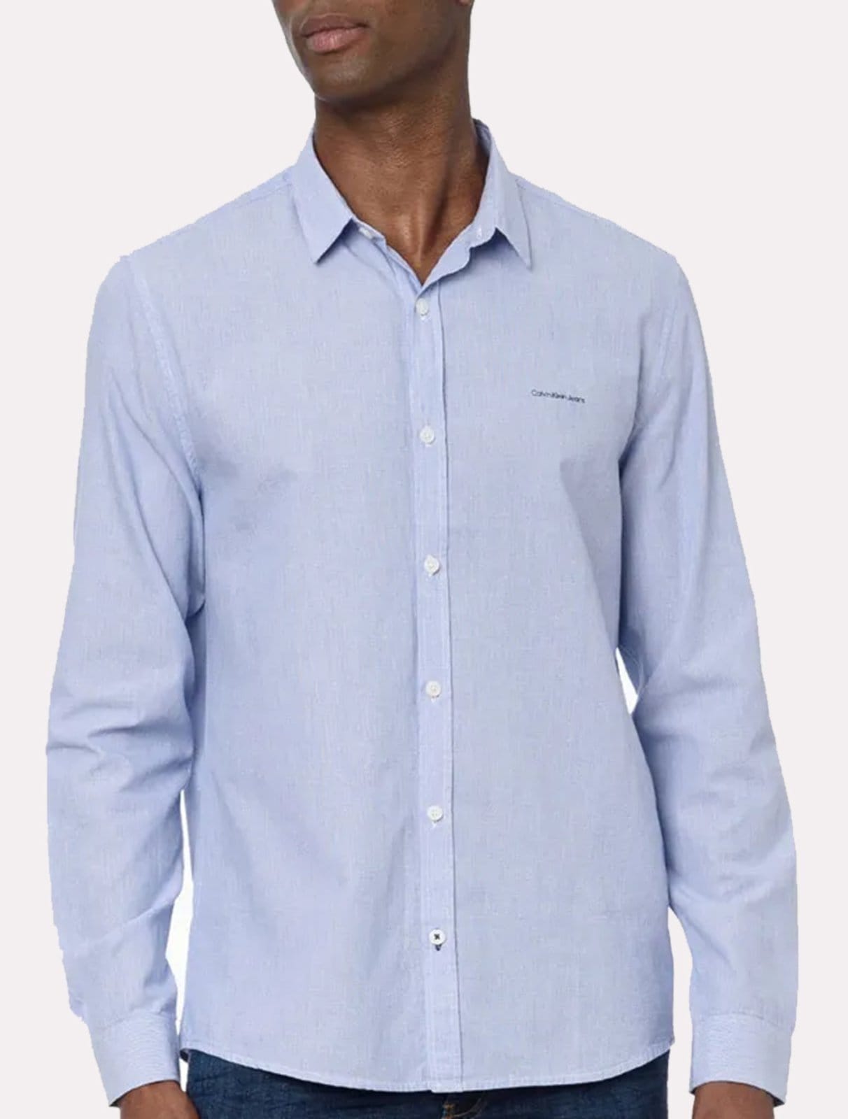 Camisa Calvin Klein Jeans Masculina Slim Listrada Silk Logo édio