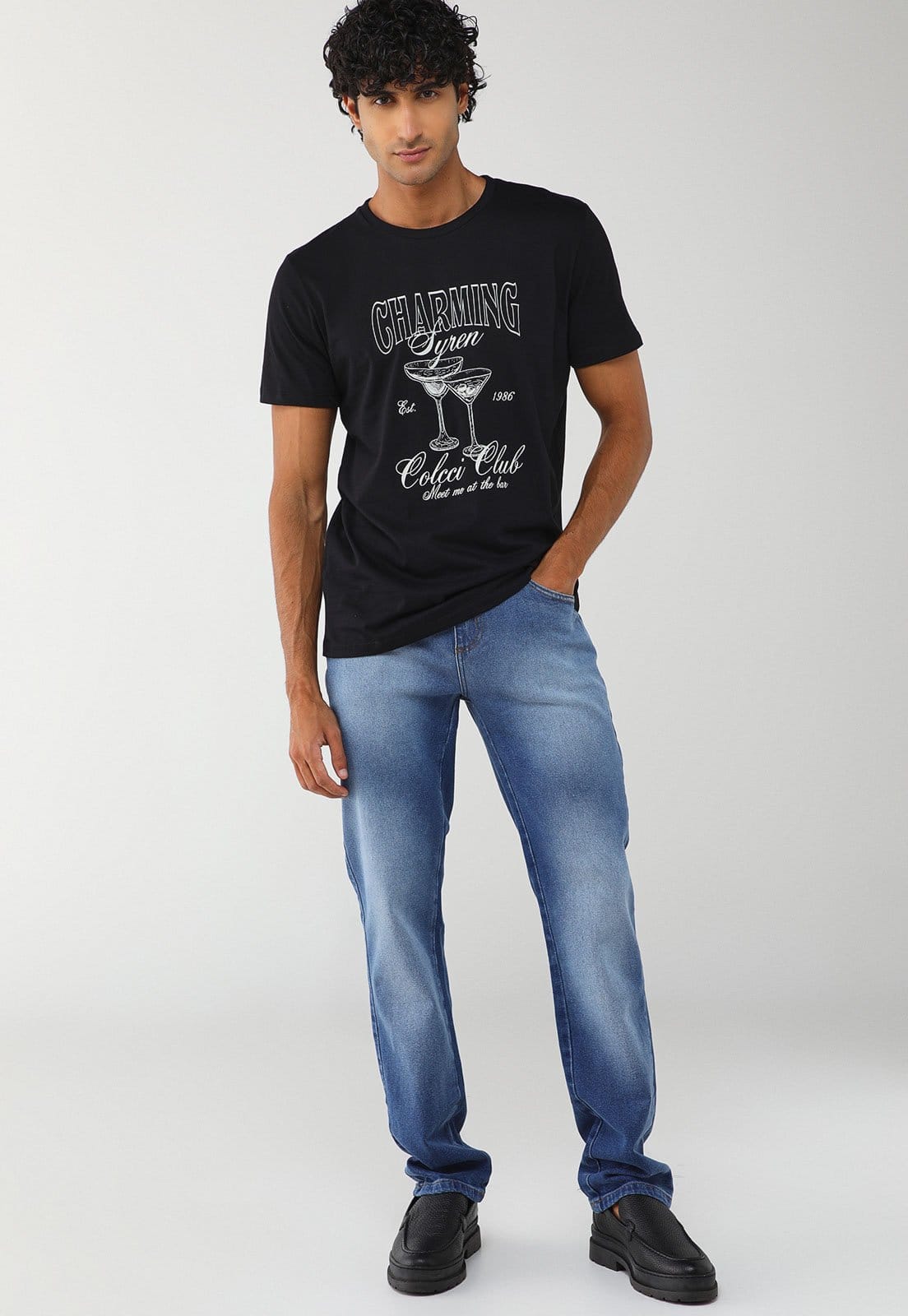 Vista 2 Calça Jeans Masculina Colcci Reta Média Colcci azul