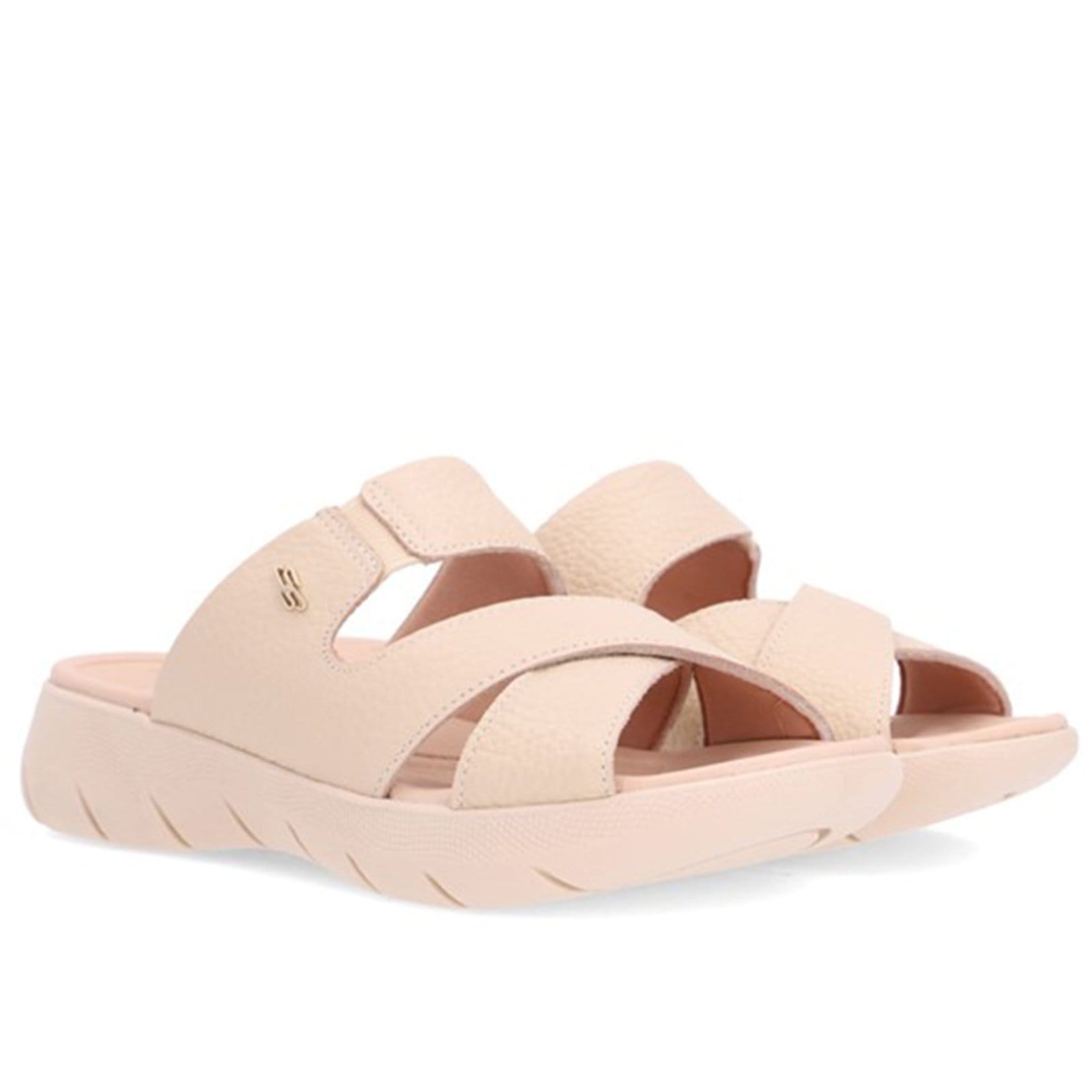 Vista 2 Tamanco Usaflex Feminino Slide Plataforma Vanilla Usaflex bege