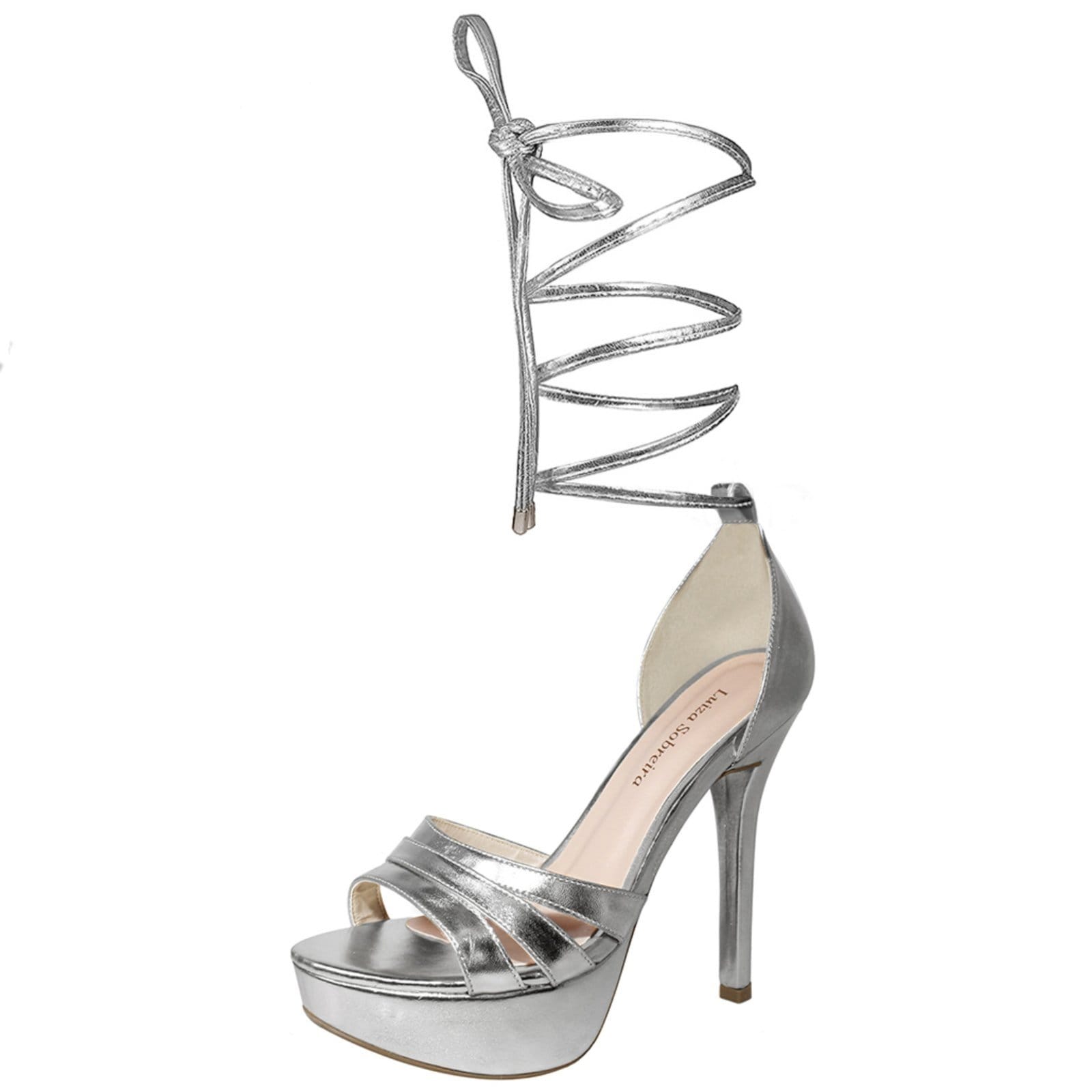 Vista 2 Meia Pata Troca Tira Salto Alto Fino 14cm Luiza Sobreira Mod. 2232-2 Luiza Sobreira prata