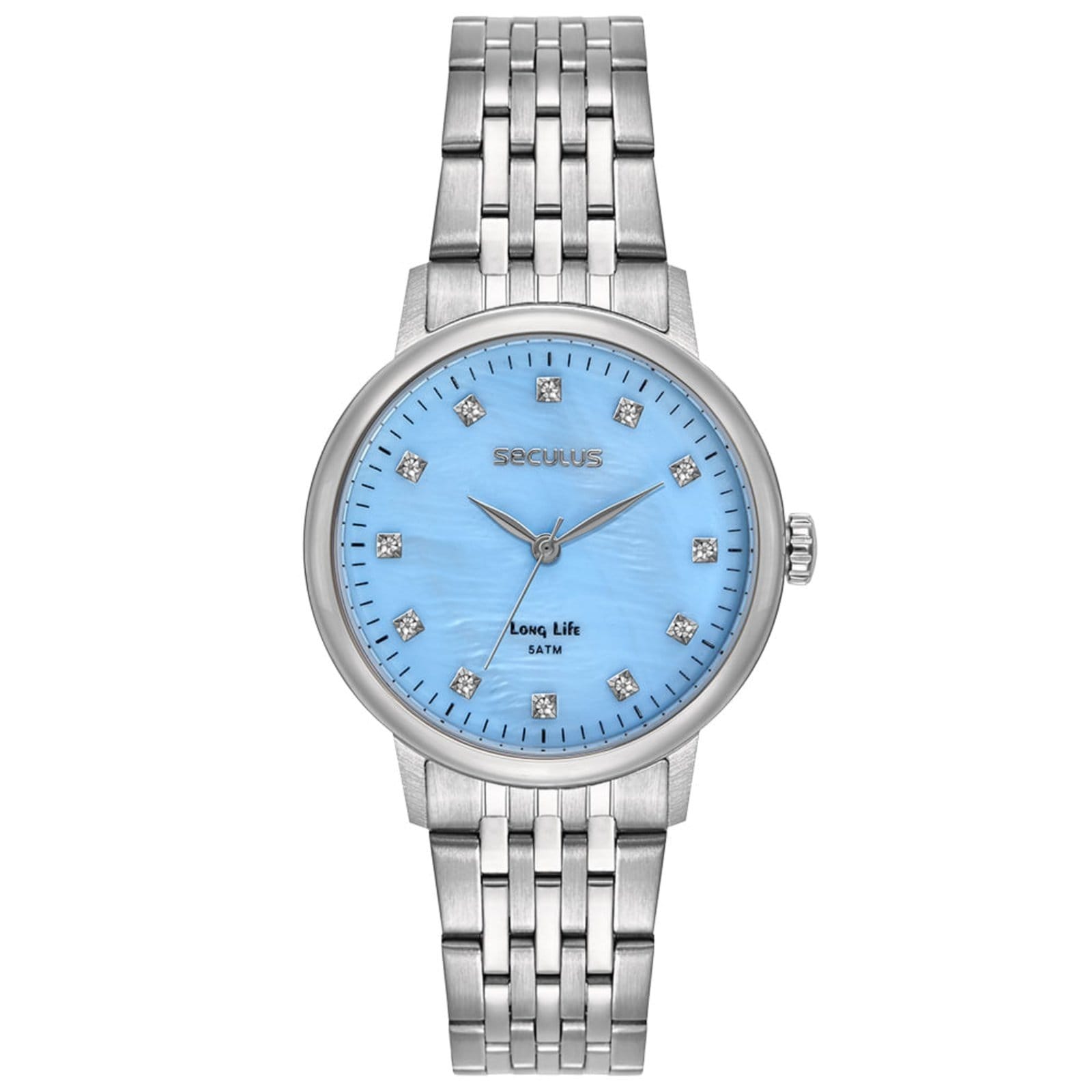 Relógio Feminino Seculus Cristais Mostrador Azul