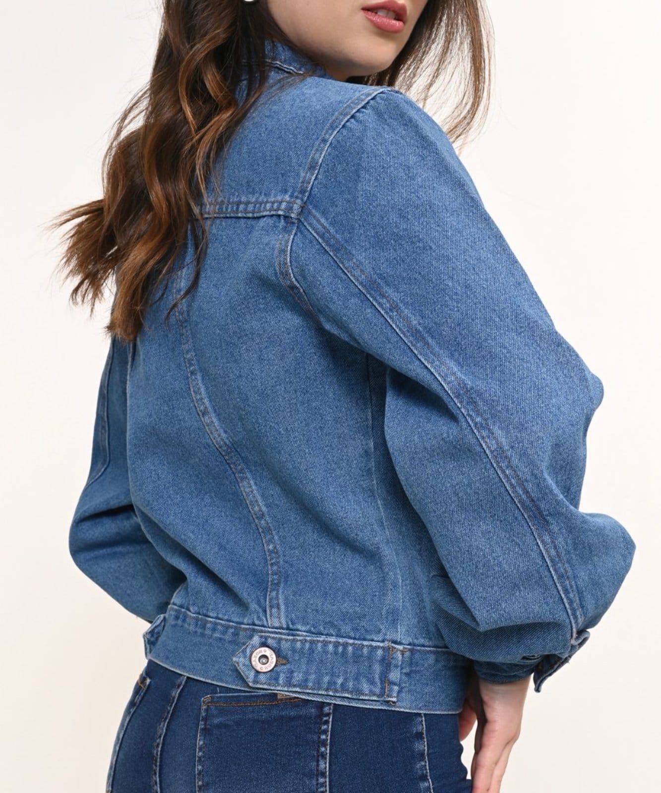 Vista 2 Jaqueta Feminina Com Manga Bufante Razon Jeans azul/jeans