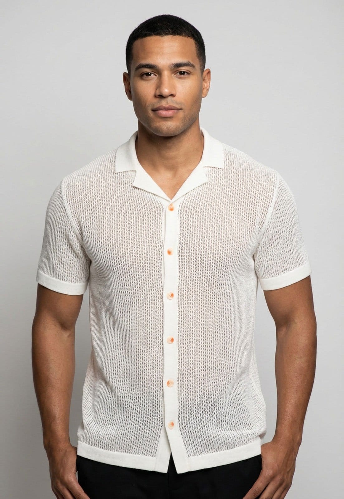 Camisa Masculina Hering Manga Curta Off-White