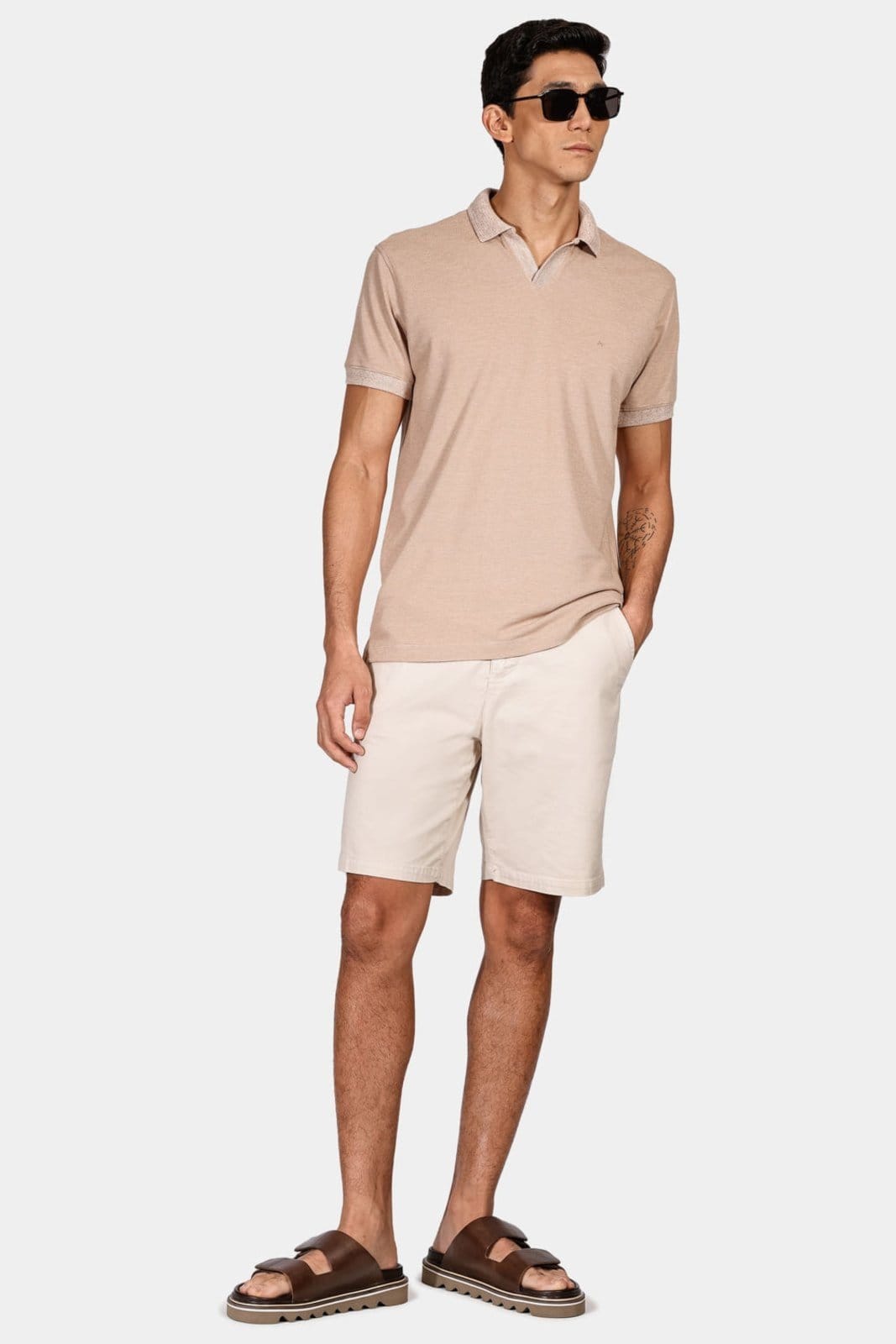 Vista 2 Polo Aramis Piquet Linum Duplo Cáqui Natural Aramis incolor natural