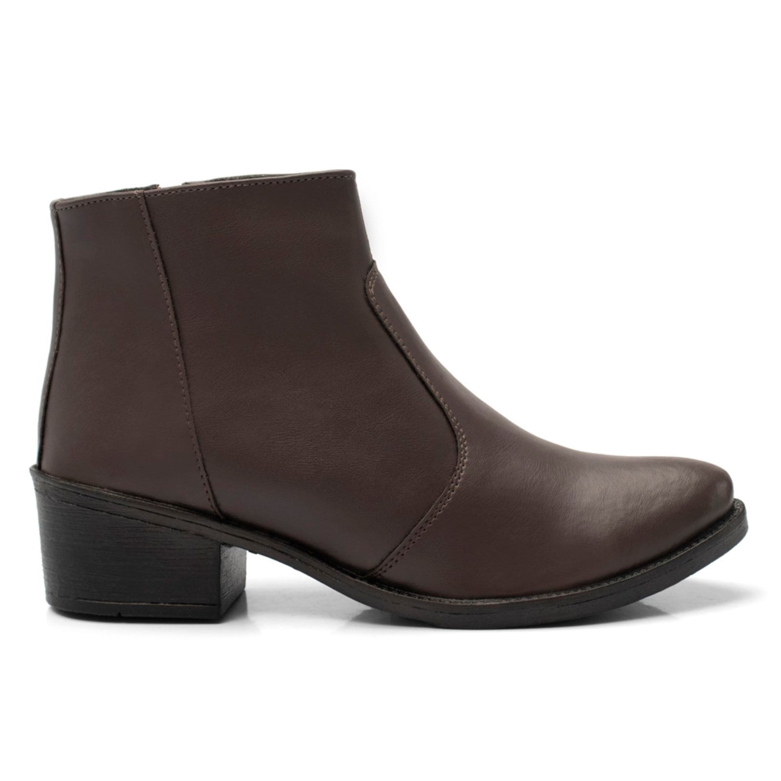 Vista 2 Bota Feminina Bredeni Cano Curto Zíper Lateral BREDENI café