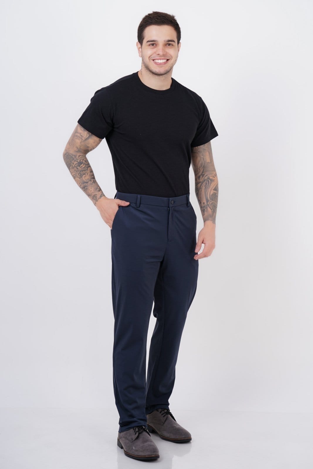 Vista 2 Calça Social Masculina Sh Fashion Super Elastano Confortavél Cor Marinho SH FASHION azul marinho