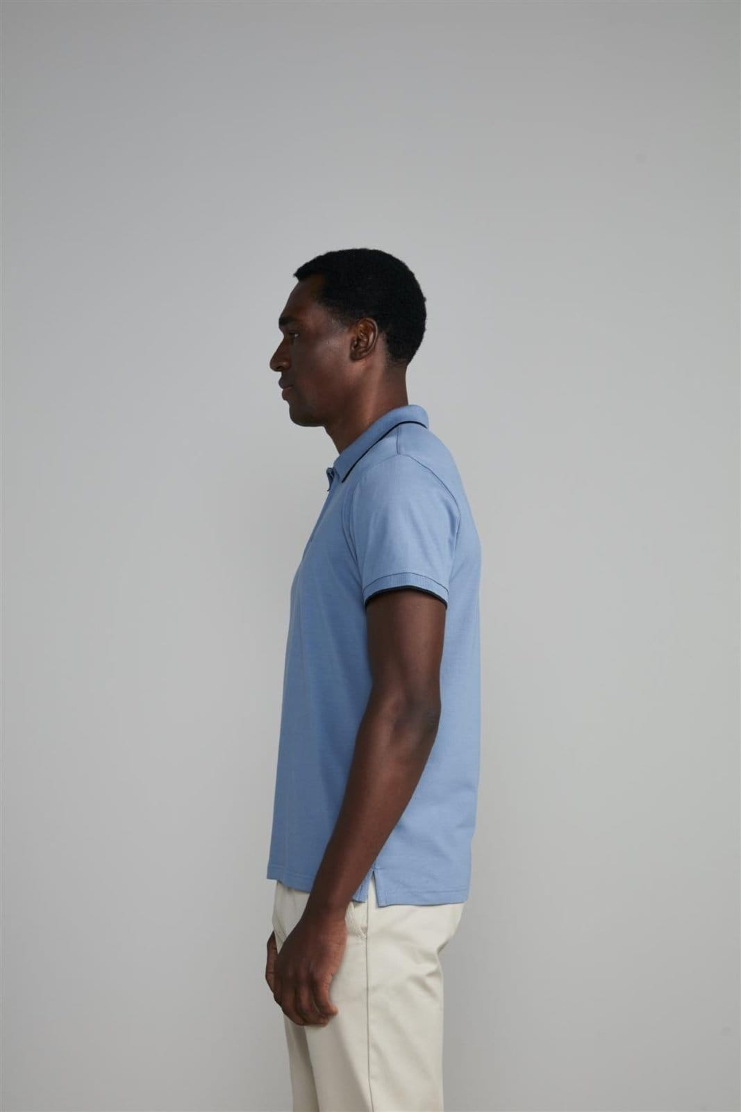 Vista 2 HIGHSTIL Polo Manga Curta com Zíper Slim Fit Jeans HIGHSTIL azul