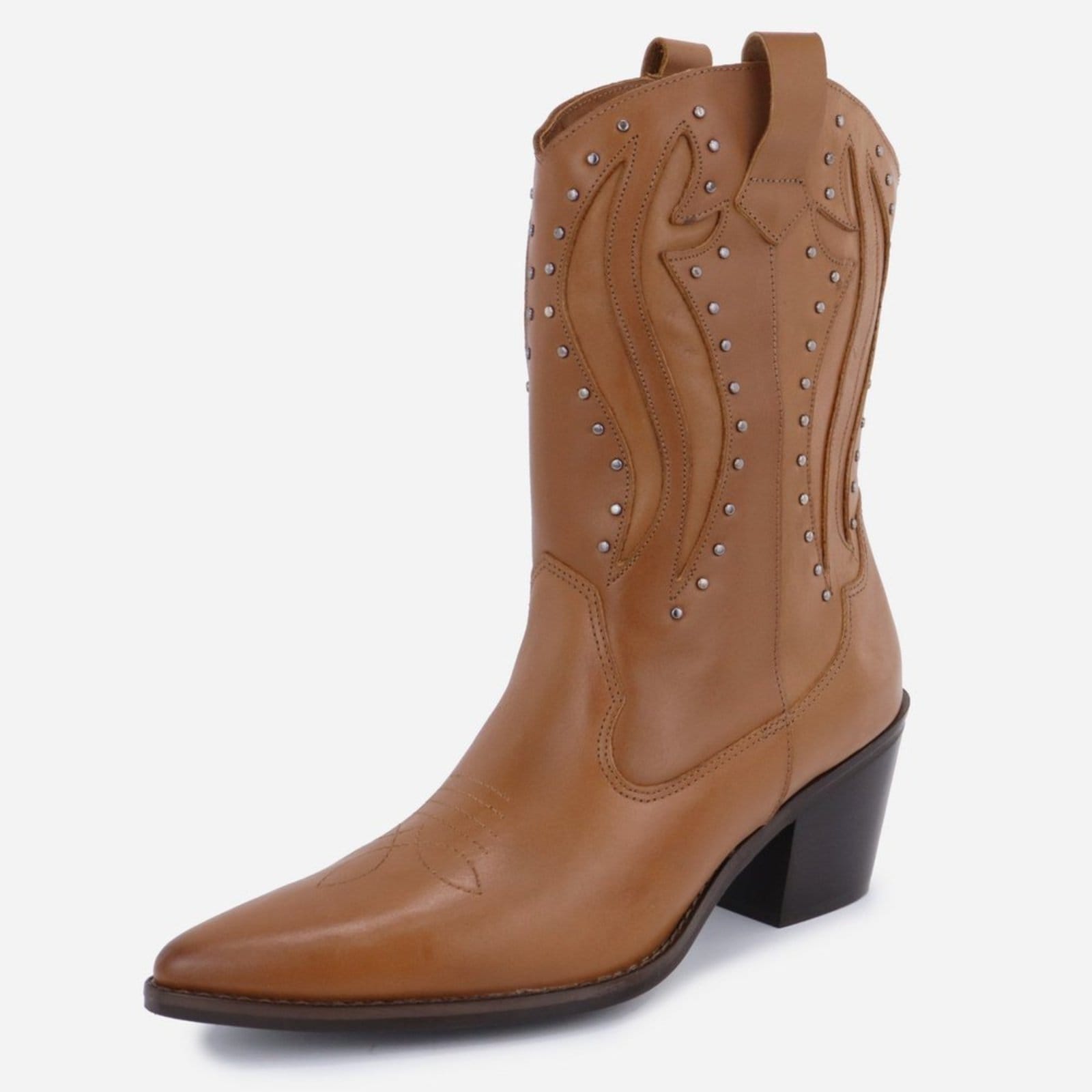 Bota Maria Paua Store Texana Feminina Country Western Couro Cano Médio Luxo