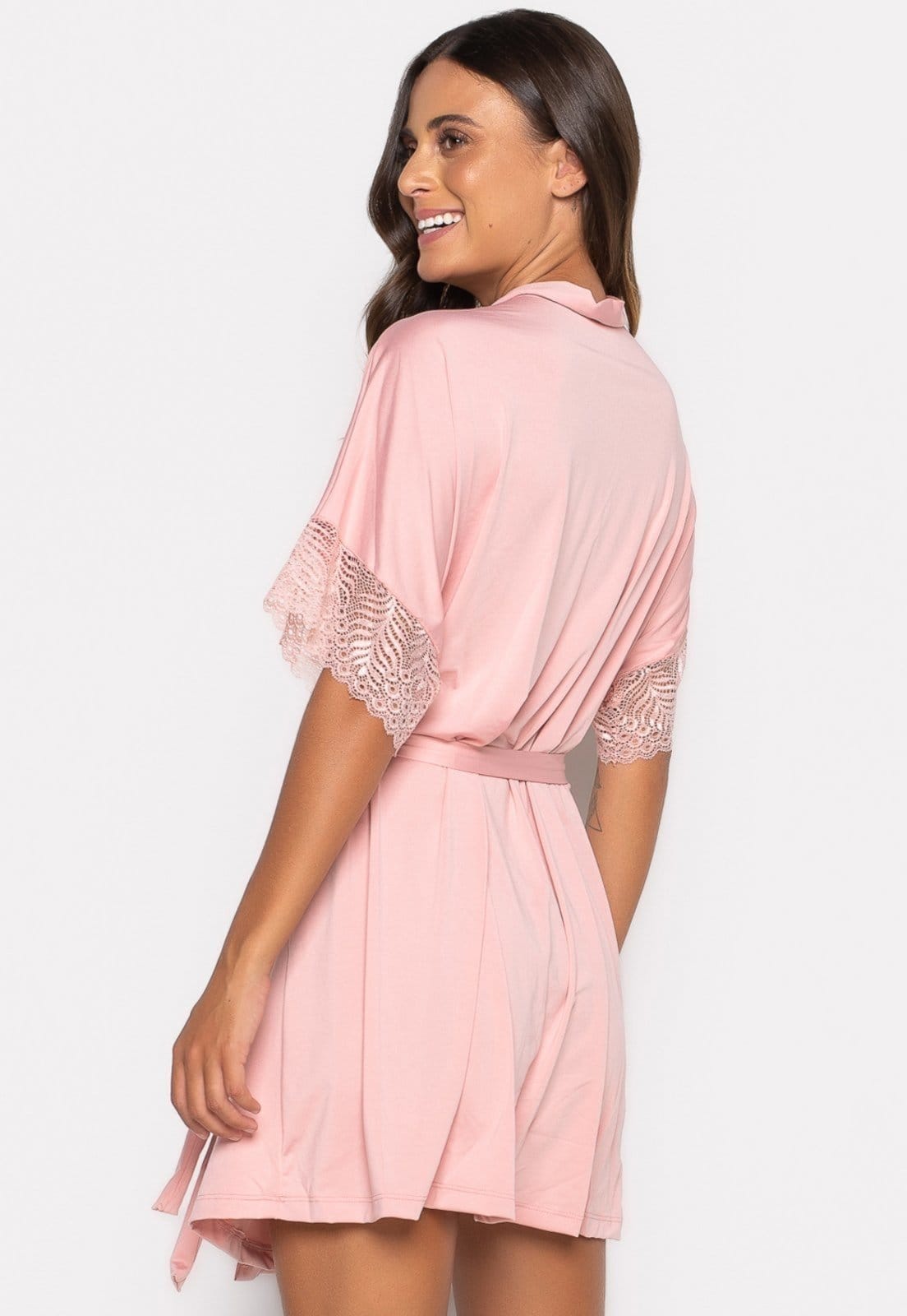 Vista 2 Robe Bravaa Store Feminino Hobby Hobbie Roupão Sexy Noiva Robe 238 BRAVAA STORE rosa