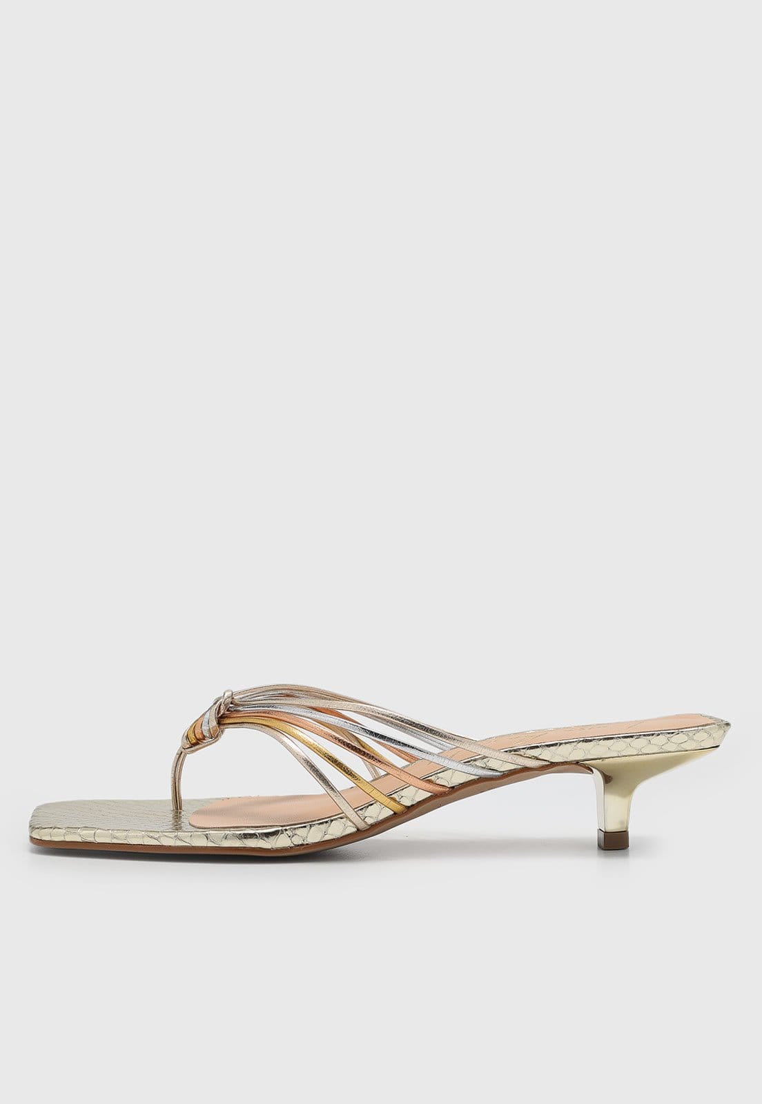 Sandália Feminina Luiza Barcelos Tiras Metalizadas Multicor Dourada