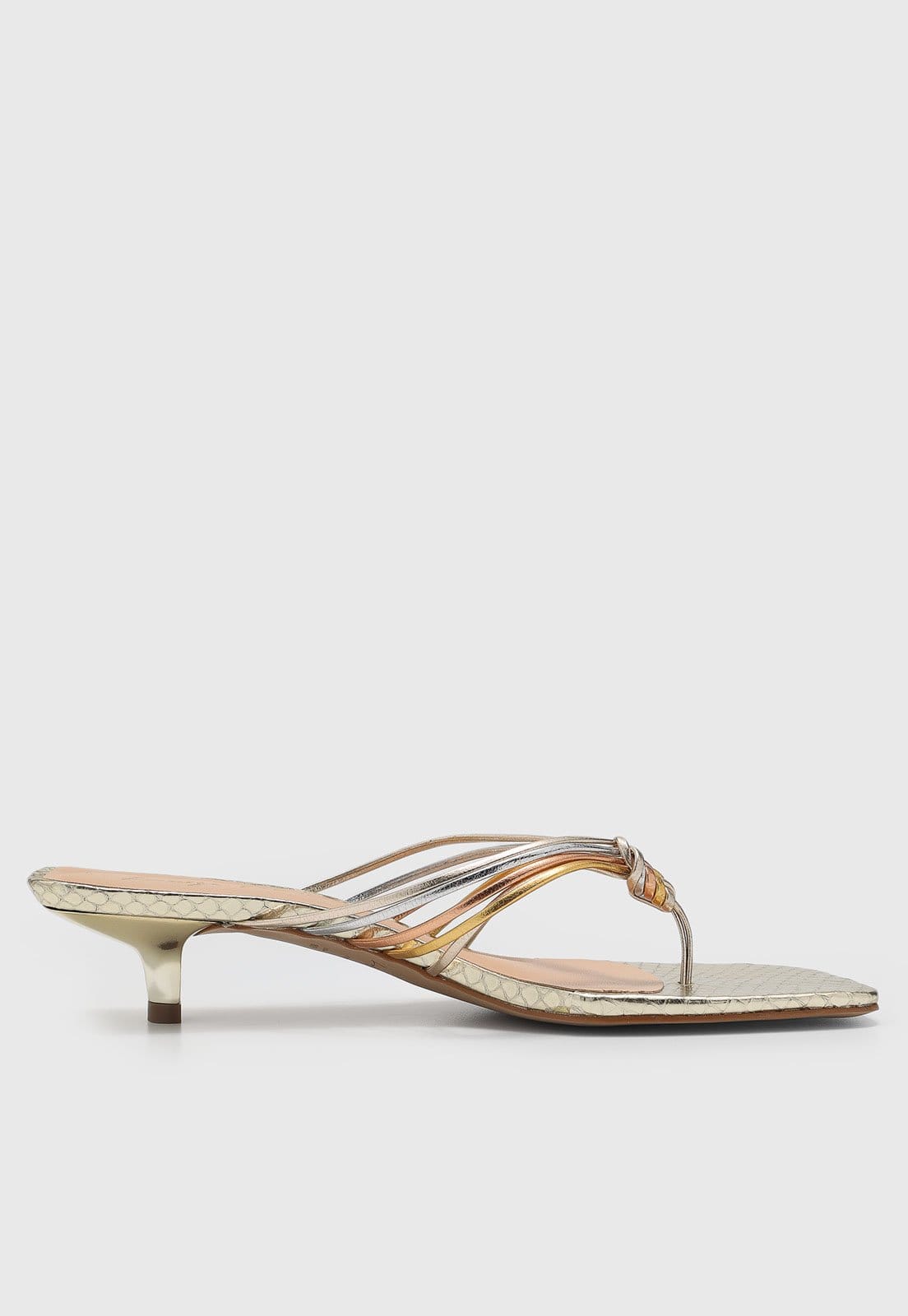 Vista 2 Sandália Feminina Luiza Barcelos Tiras Metalizadas Multicor Dourada Luiza Barcelos dourado