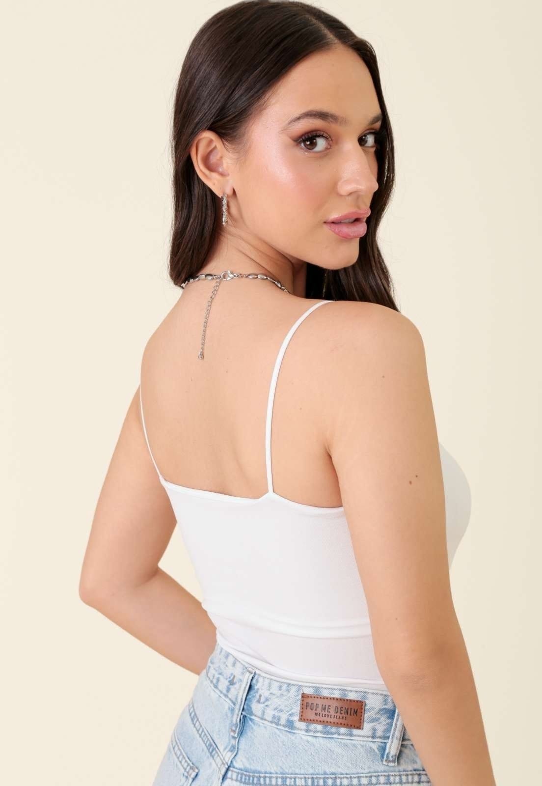 Vista 2 Blusa Regata Pop Me Em Poliamida Sem Costura Branca Pop Me branco