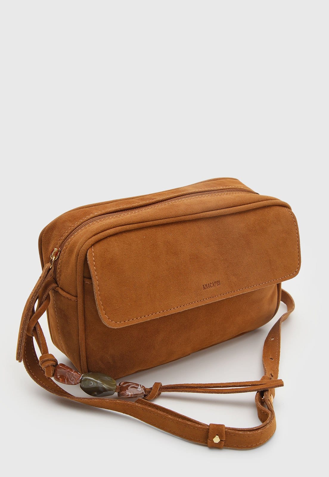 Vista 2 Bolsa Feminina Anacapri Alça Pedrarias Anacapri caramelo