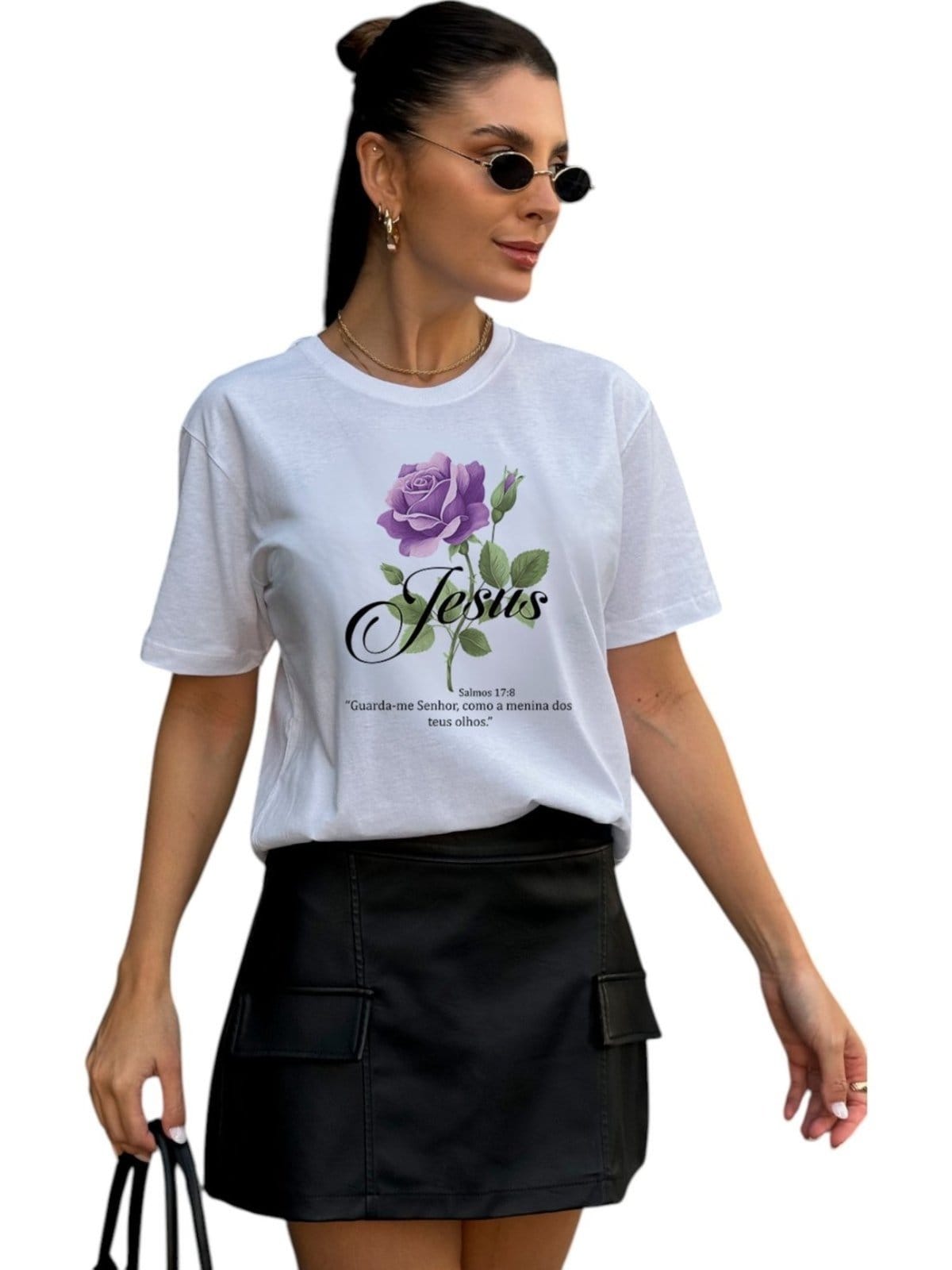 Vista 2 Camiseta Cianitas Branca Estampa Salmo 17-8 1 Cianitas branco