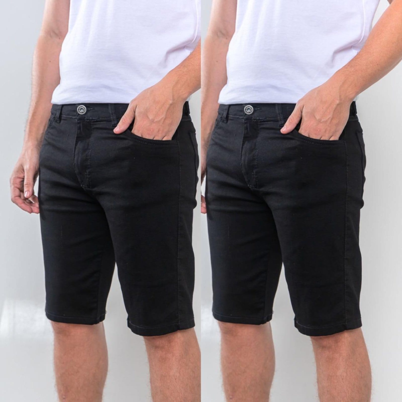 KIT 2 Bermuda Sarja Masculina Tempo Habil Casual e Basica