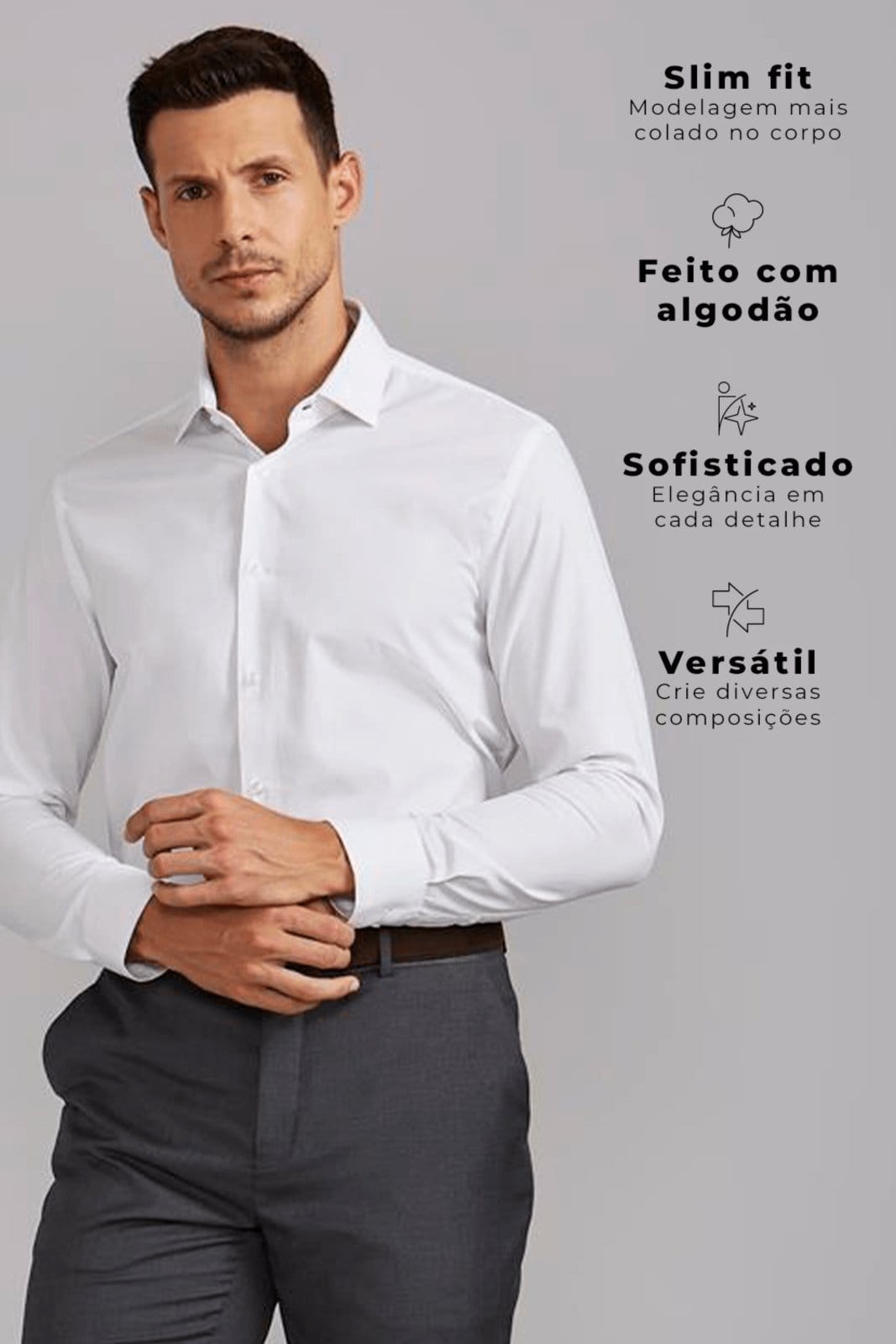 Vista 2 HIGHSTIL Camisa Social Slim Fit Lisa HIGHSTIL branco
