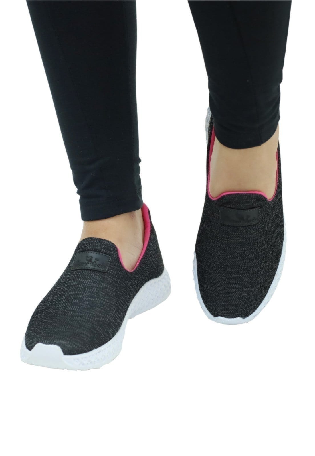 Vista 2 Kit 02 Tênis Calce Facil Donna Santa Ultraleve Slip On Donna Santa pink/preto