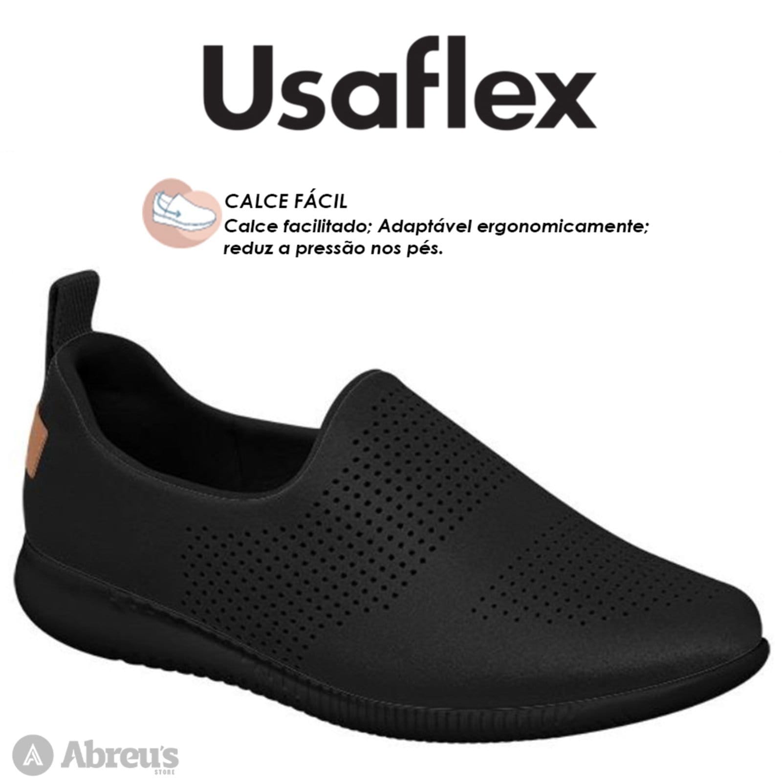 Vista 2 Tênis Moda Feminino Casual Usaflex Slip On Muito Confortavel Sola Preta Usaflex preto