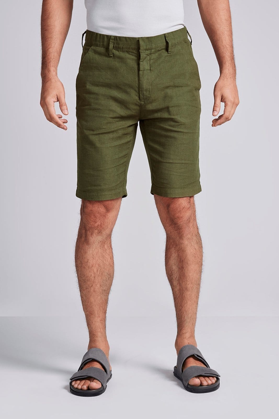 HIGHSTIL Bermuda Linen Blend Slim Fit Militar