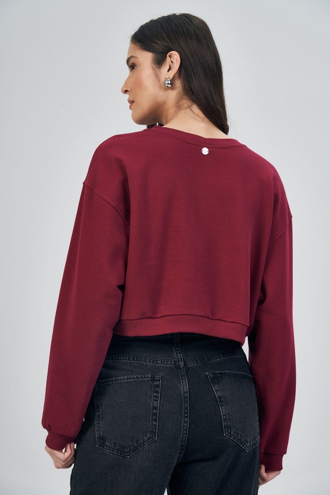 Vista 2 Blusão Moletom Aplicações Feminino Acostamento ACT FEMININO vinho