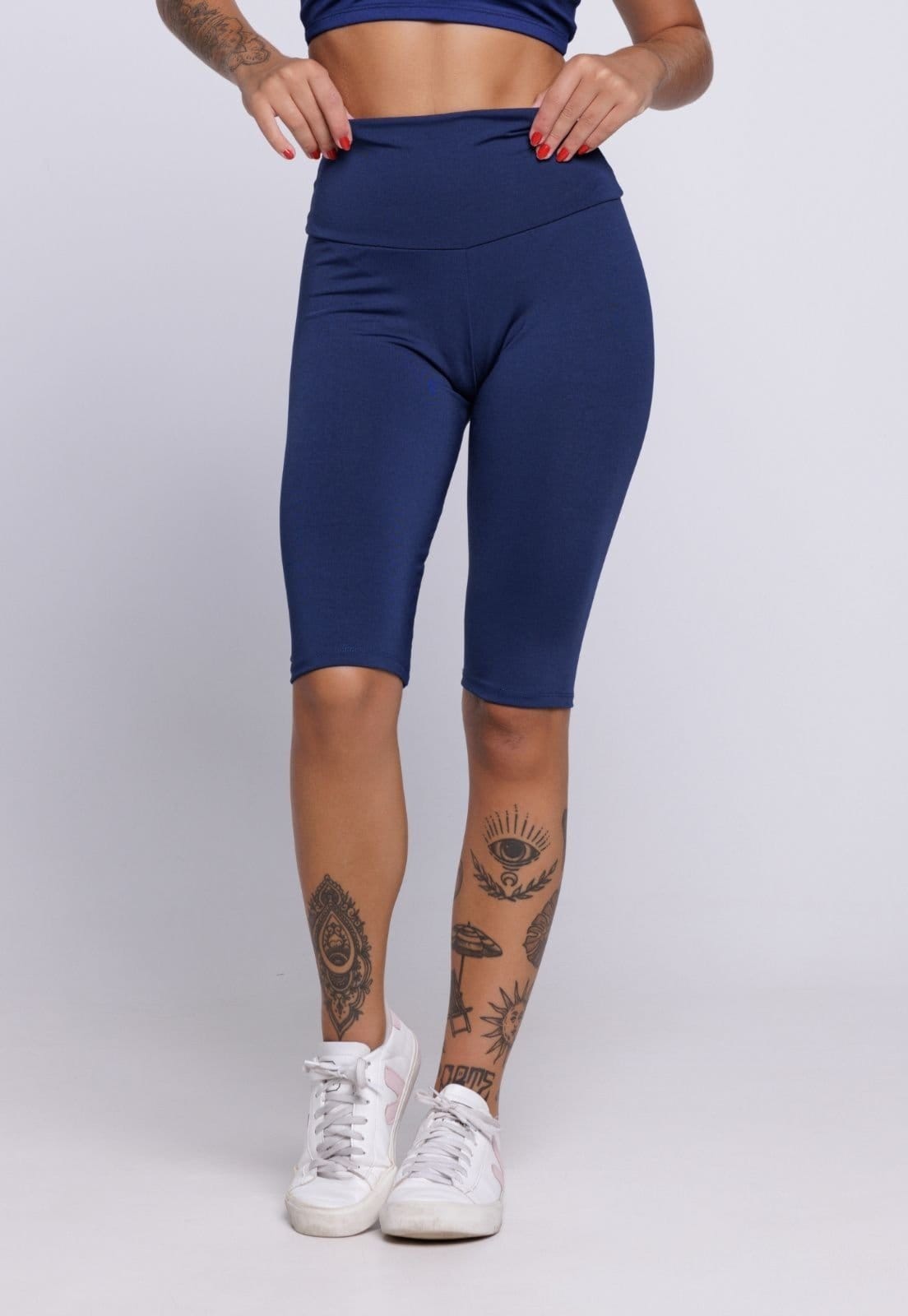 Bermuda Feminina WLS Modas Legging Fitness Academia Casual Marinho