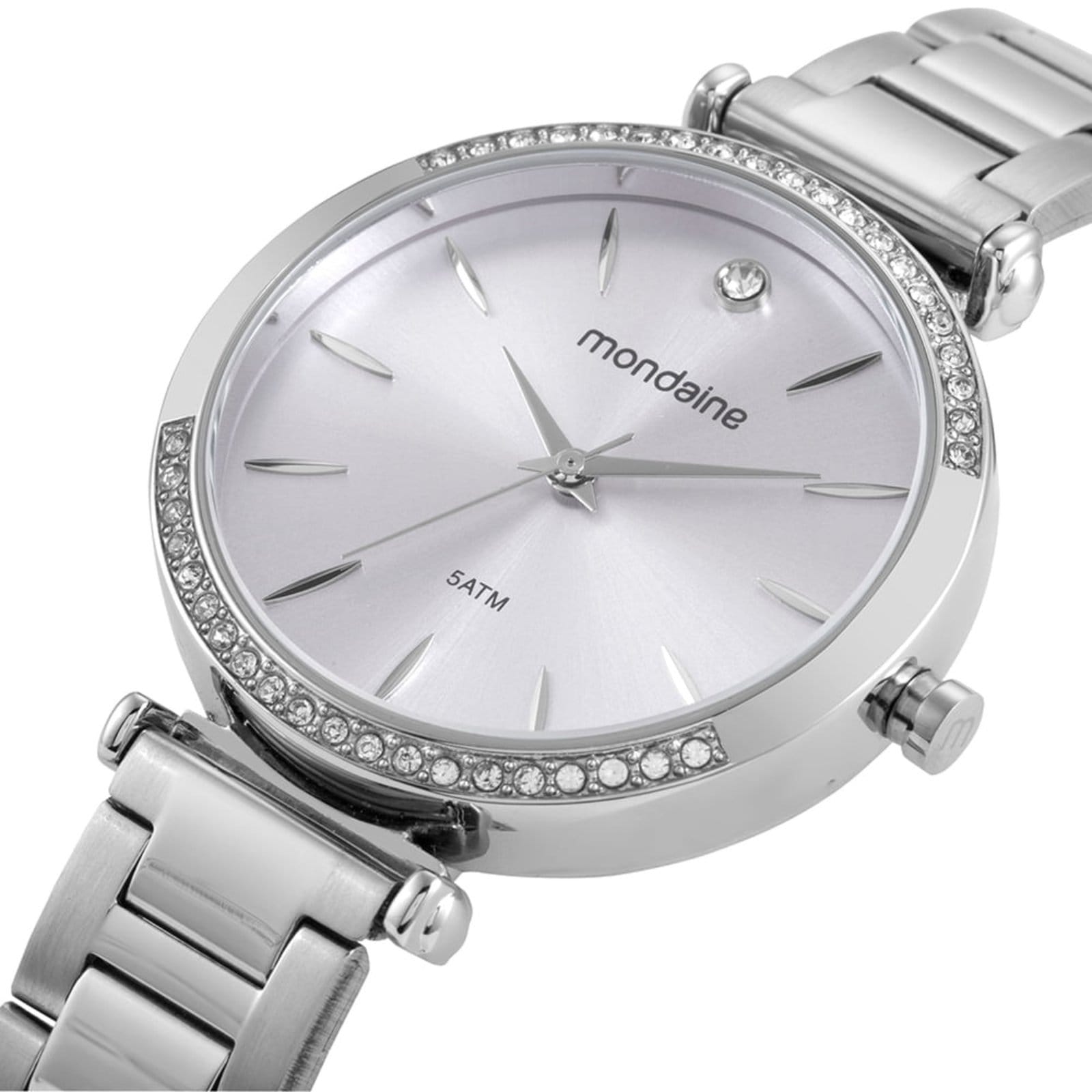 Vista 2 Relógio Feminino Cristais Mostrador Roxo Mondaine prata