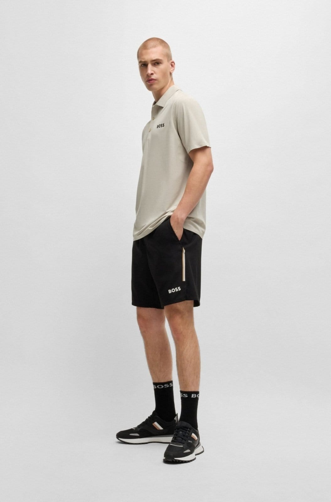 Vista 2 Polo Boss X Matteo Berrettini Slim Com Proteção Uv EP-XS Boss bege