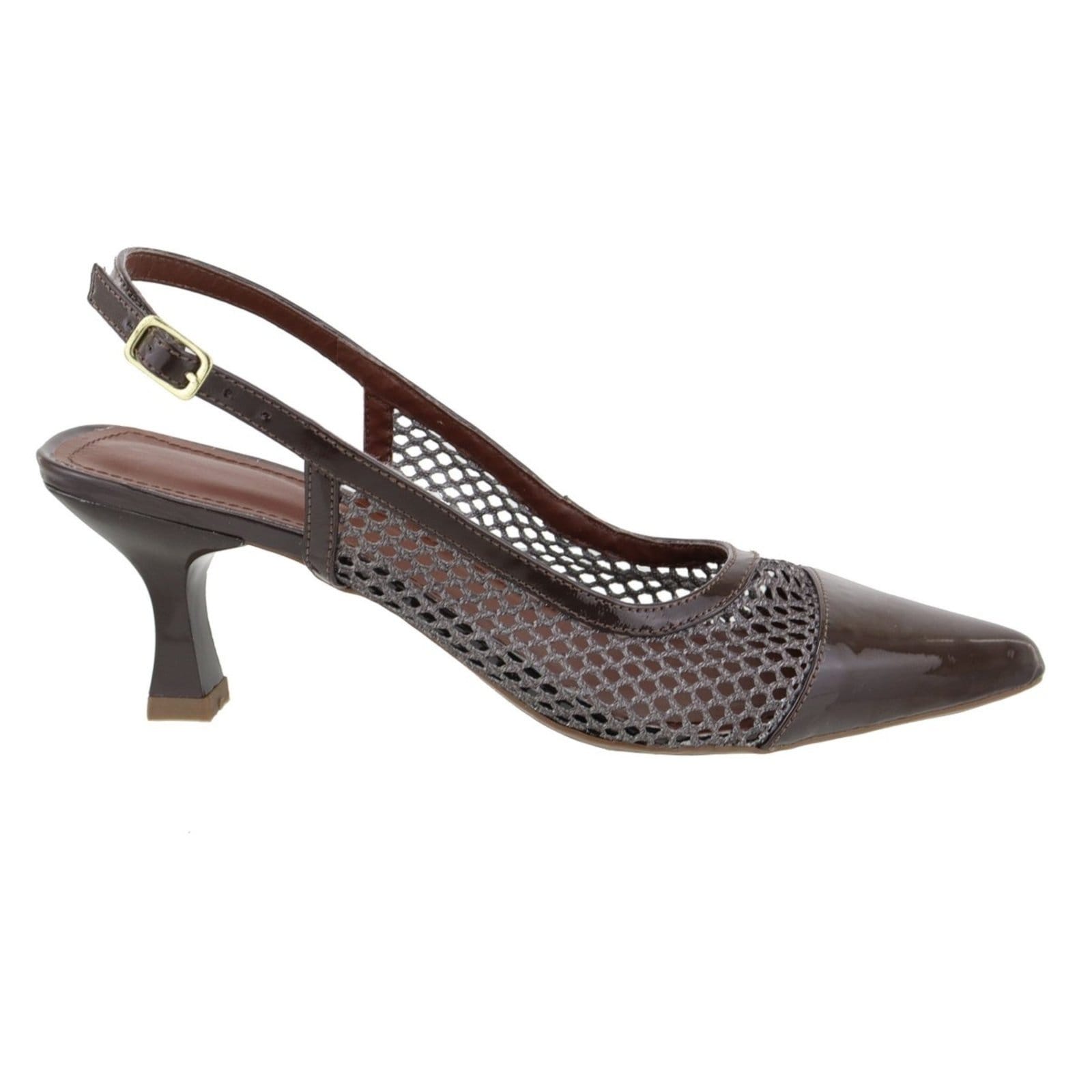 Scarpin Flor da Pele Slingback Machiatto com Tela 5600