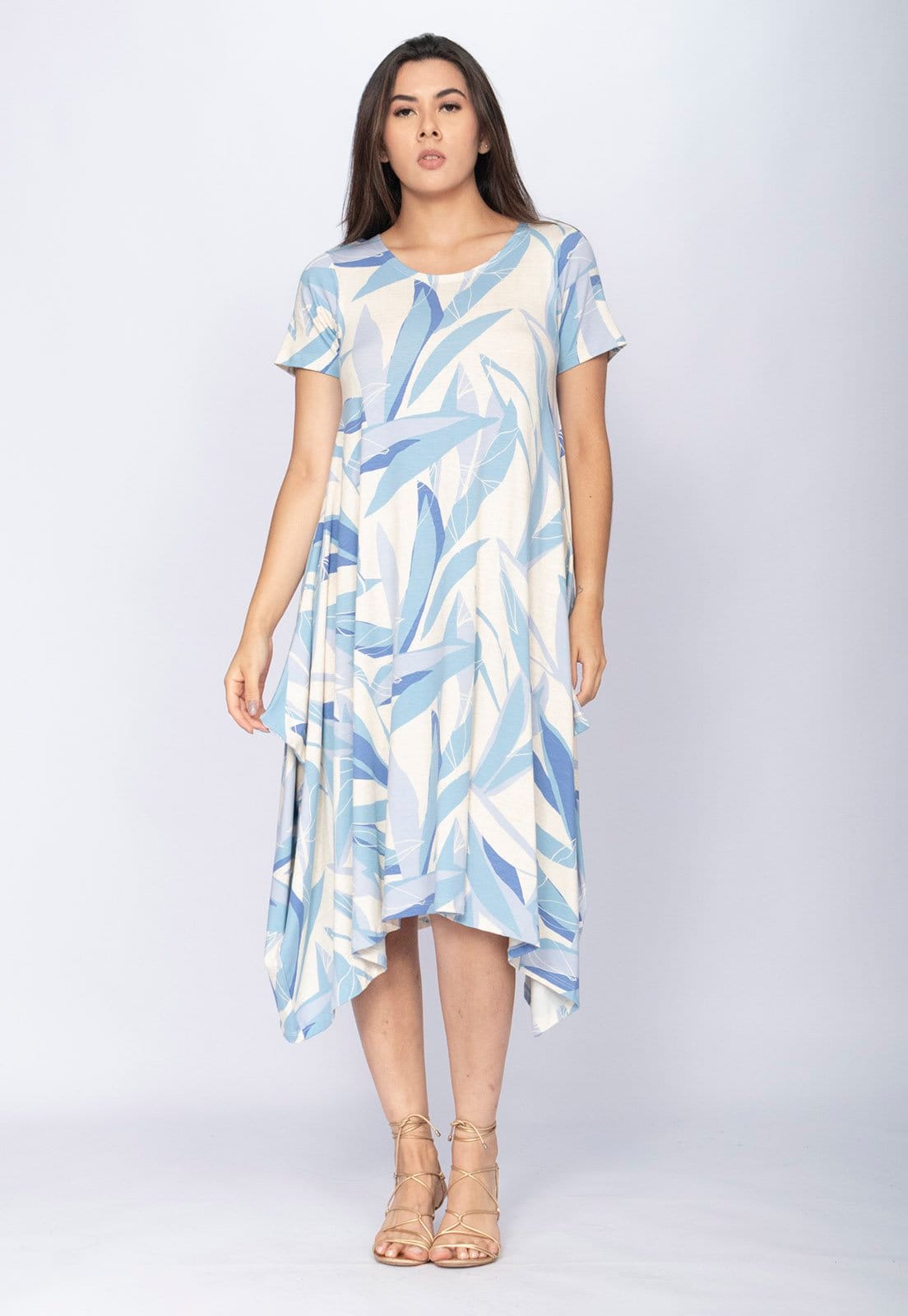 Vestido CabanaFree Saruel Malha Manga Curta Estampa Selvagem Blue