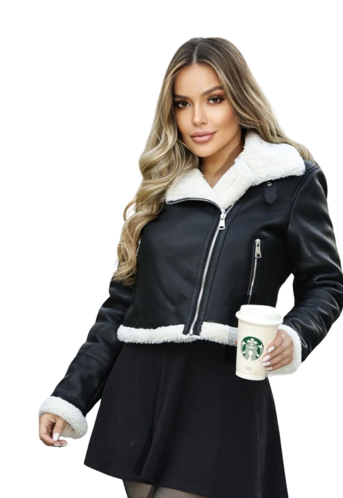 Jaqueta Premium Forrada P.U. Slim Sherpa Inverno Elegante Berlim