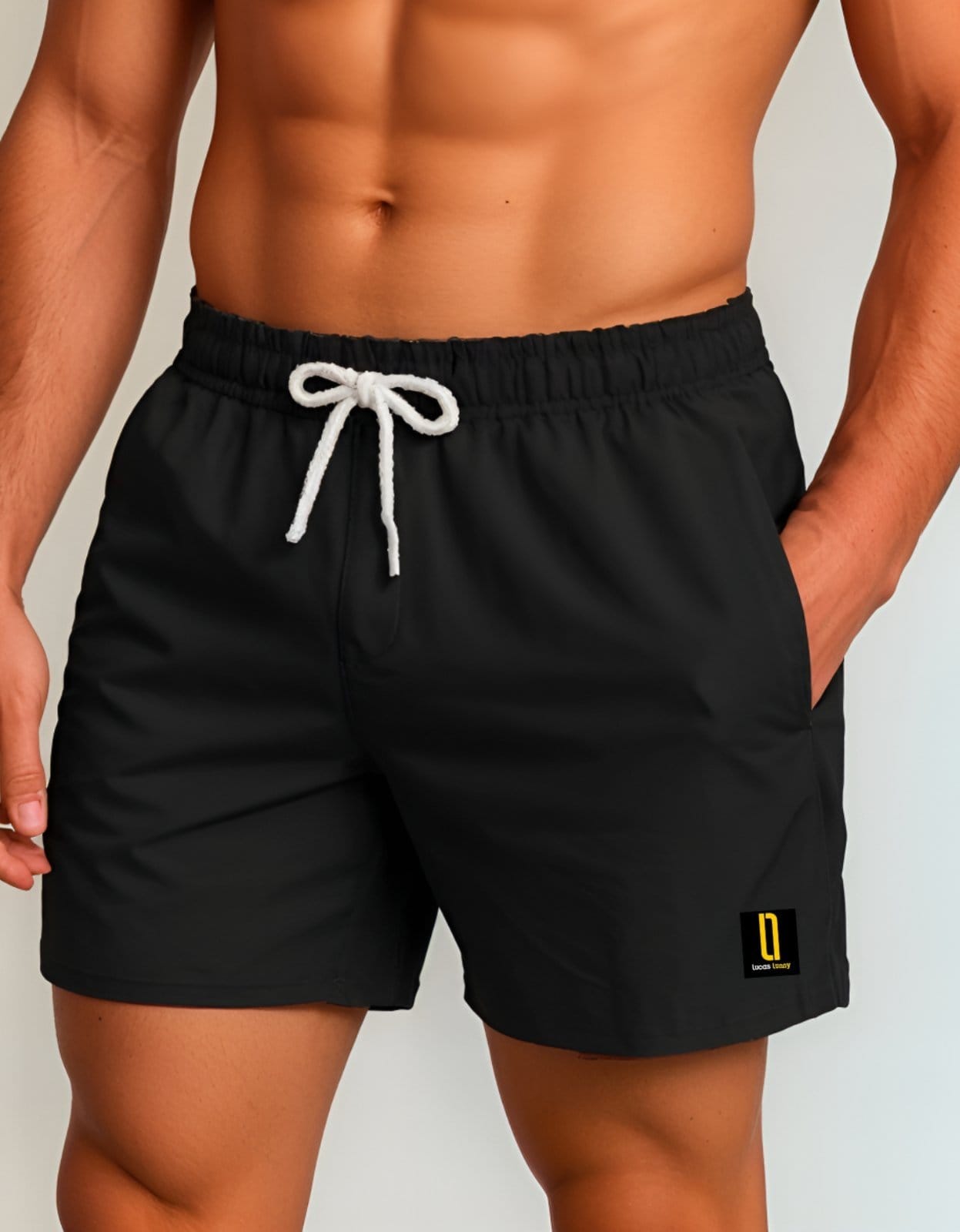 Vista principal Short Masculino Neon Bermuda Praia Mauricinho Jr Rf. 001 Preto Lucas Lunny preto neon